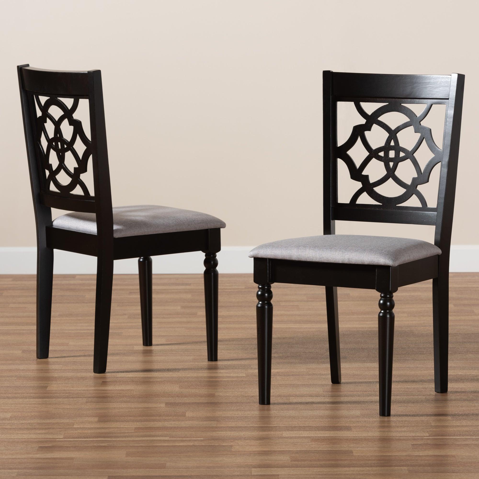 Renaud Modern and Contemporary Fabric Upholstered and Finished Wood 2-Piece Dining Chair Set