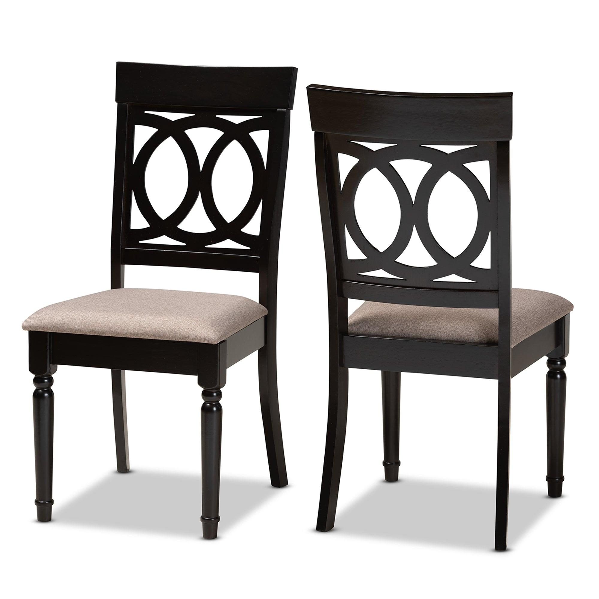 Lucie Modern and Contemporary Sand Fabric Upholstered and Espresso Finished Wood 2-Piece Dining Chair Set Set