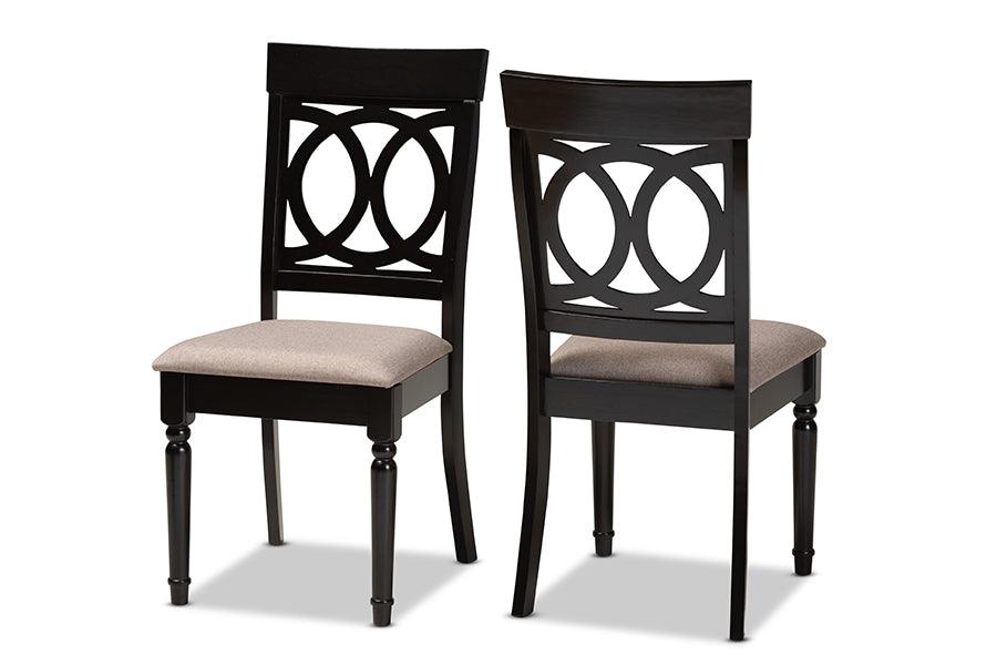 Lucie Modern and Contemporary Sand Fabric Upholstered and Espresso Finished Wood 2-Piece Dining Chair Set Set