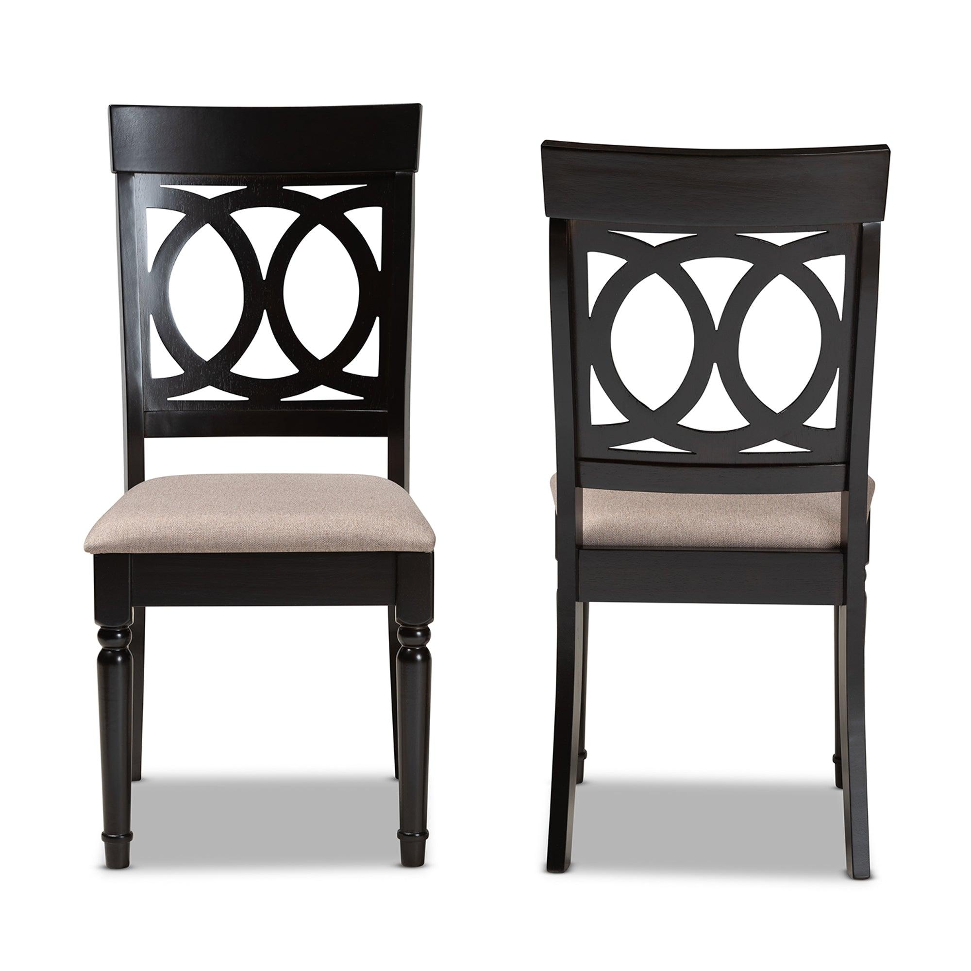 Lucie Modern and Contemporary Sand Fabric Upholstered and Espresso Finished Wood 2-Piece Dining Chair Set Set