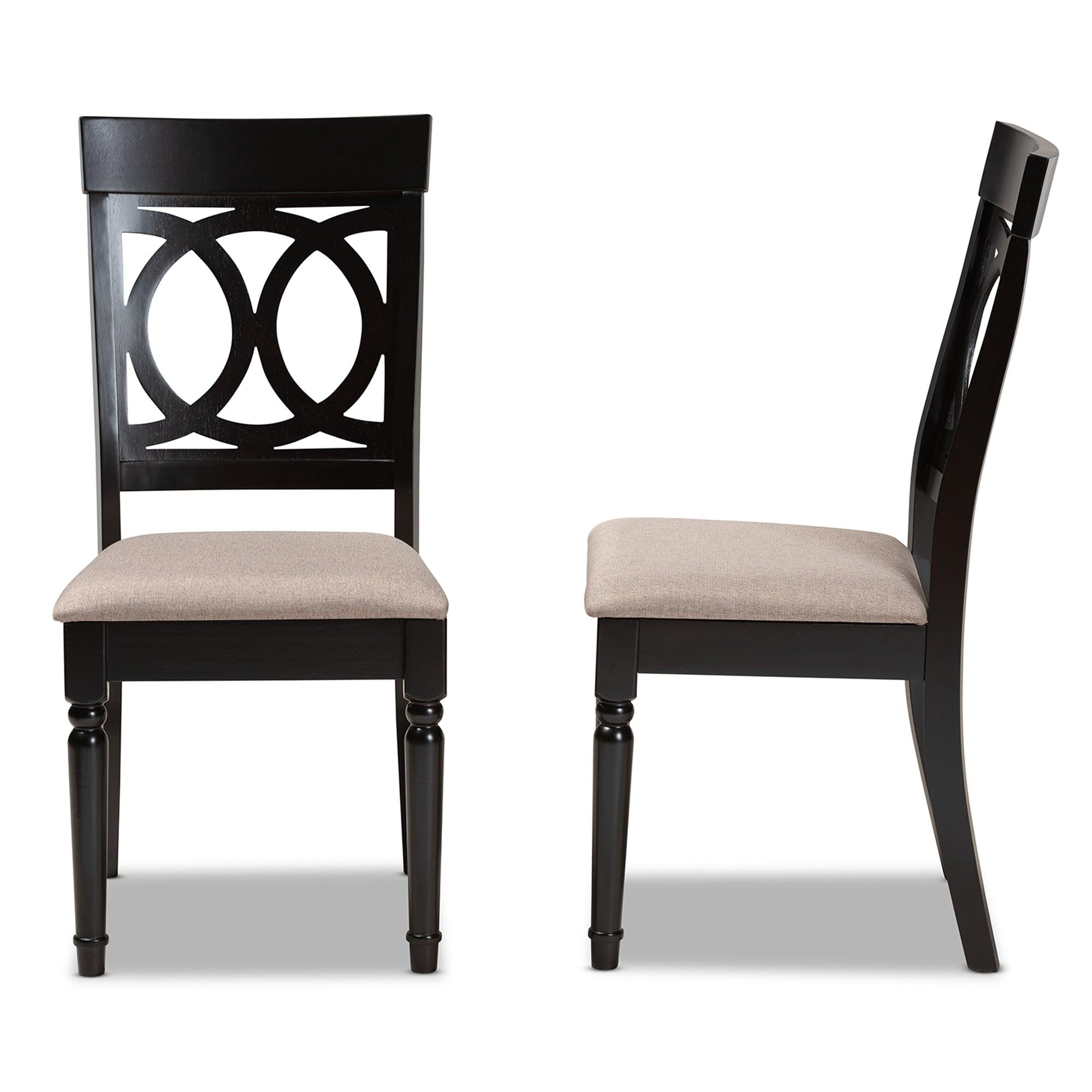 Lucie Modern and Contemporary Sand Fabric Upholstered and Espresso Finished Wood 2-Piece Dining Chair Set Set