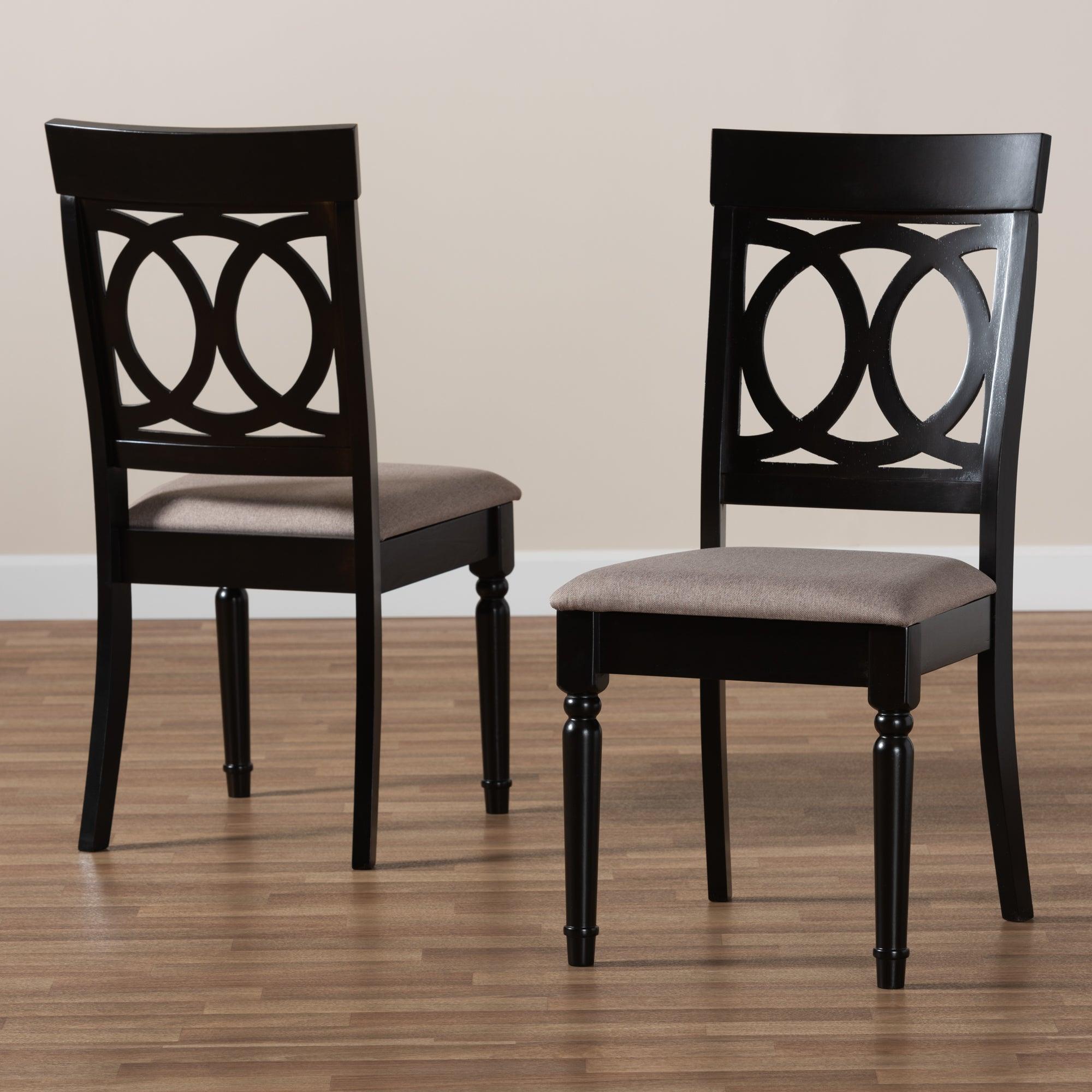 Lucie Modern and Contemporary Sand Fabric Upholstered and Espresso Finished Wood 2-Piece Dining Chair Set Set