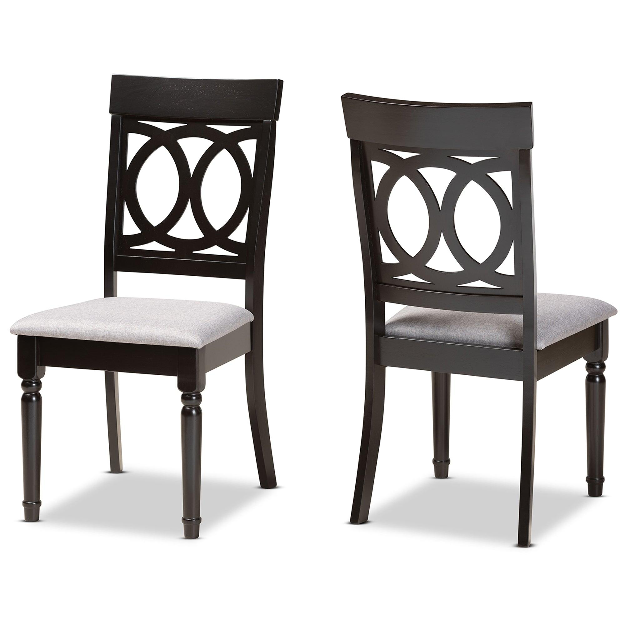 Lucie Modern and Contemporary Fabric Upholstered and Espresso Finished Wood 2-Piece Dining Chair Set