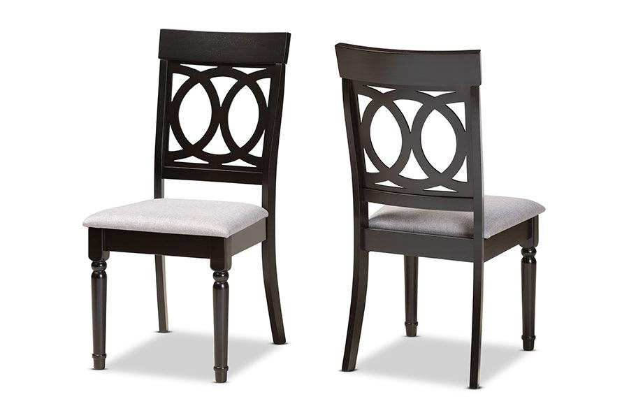 Lucie Modern and Contemporary Fabric Upholstered and Espresso Finished Wood 2-Piece Dining Chair Set