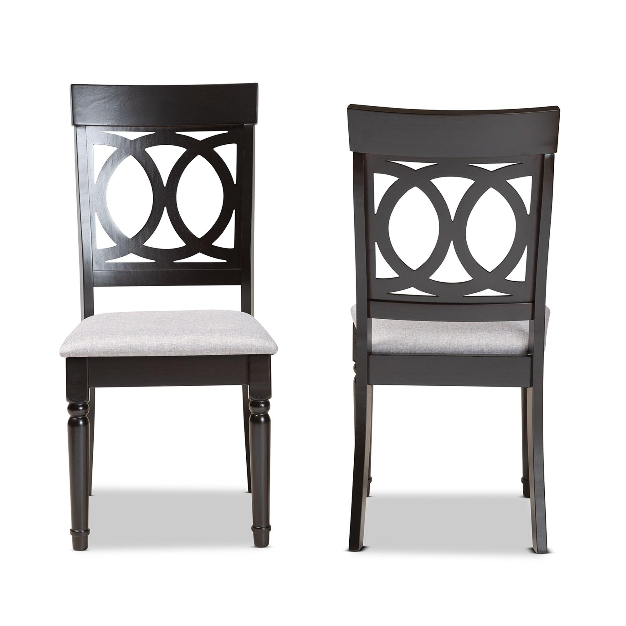 Lucie Modern and Contemporary Fabric Upholstered and Espresso Finished Wood 2-Piece Dining Chair Set