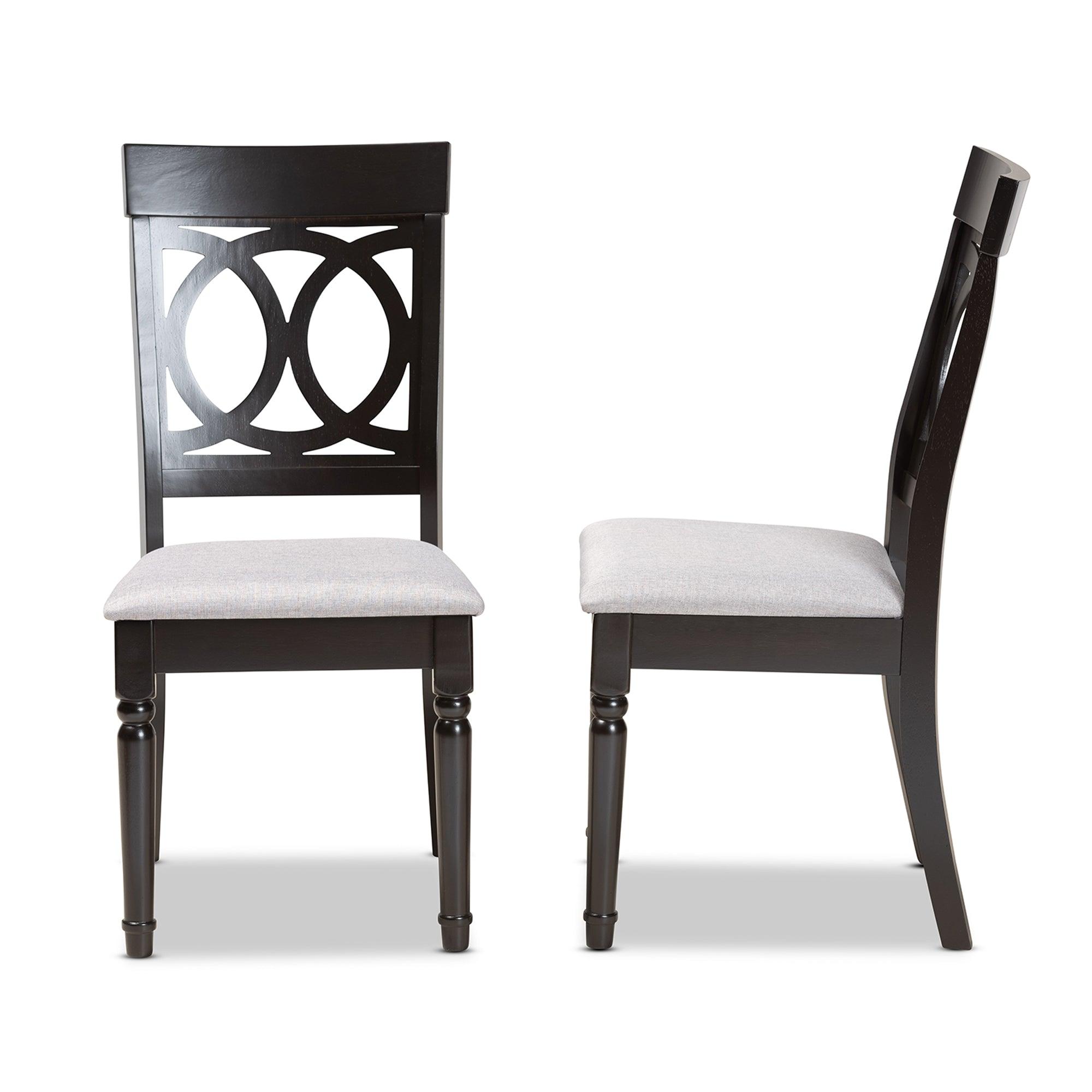 Lucie Modern and Contemporary Fabric Upholstered and Espresso Finished Wood 2-Piece Dining Chair Set