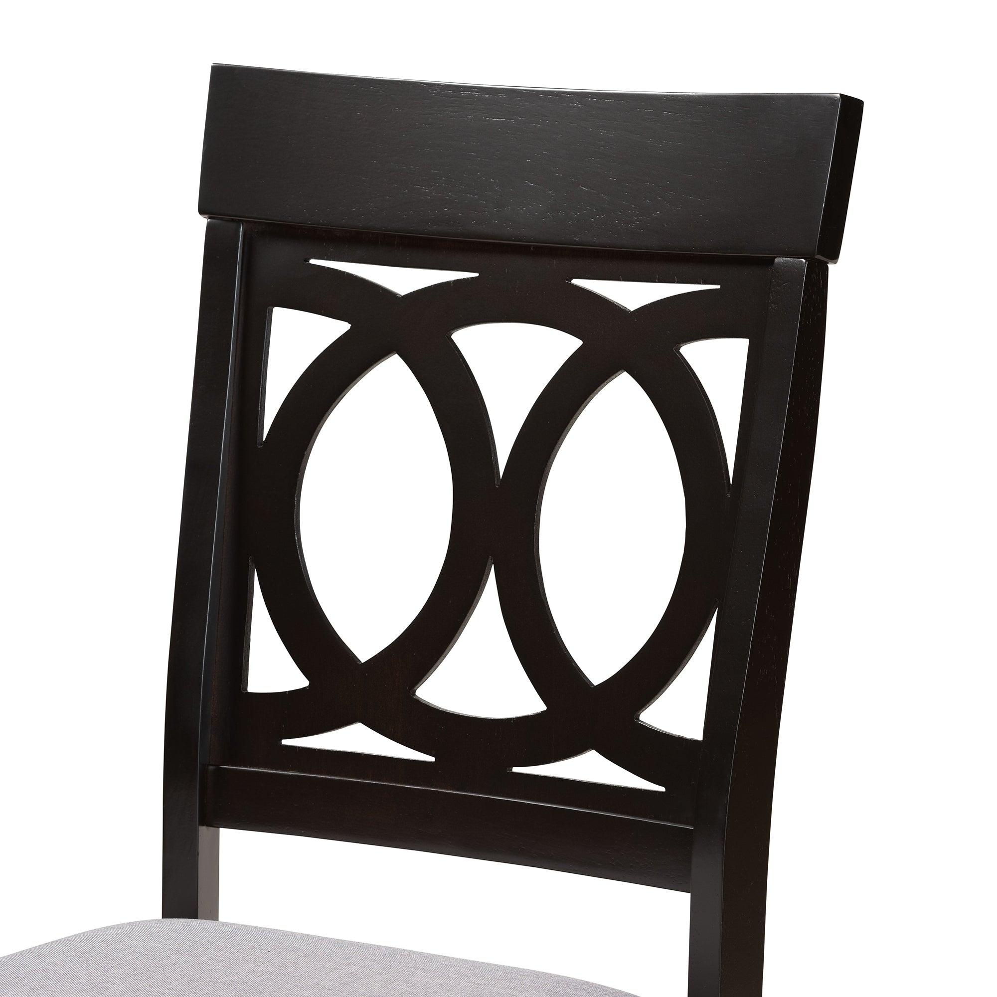 Lucie Modern and Contemporary Fabric Upholstered and Espresso Finished Wood 2-Piece Dining Chair Set