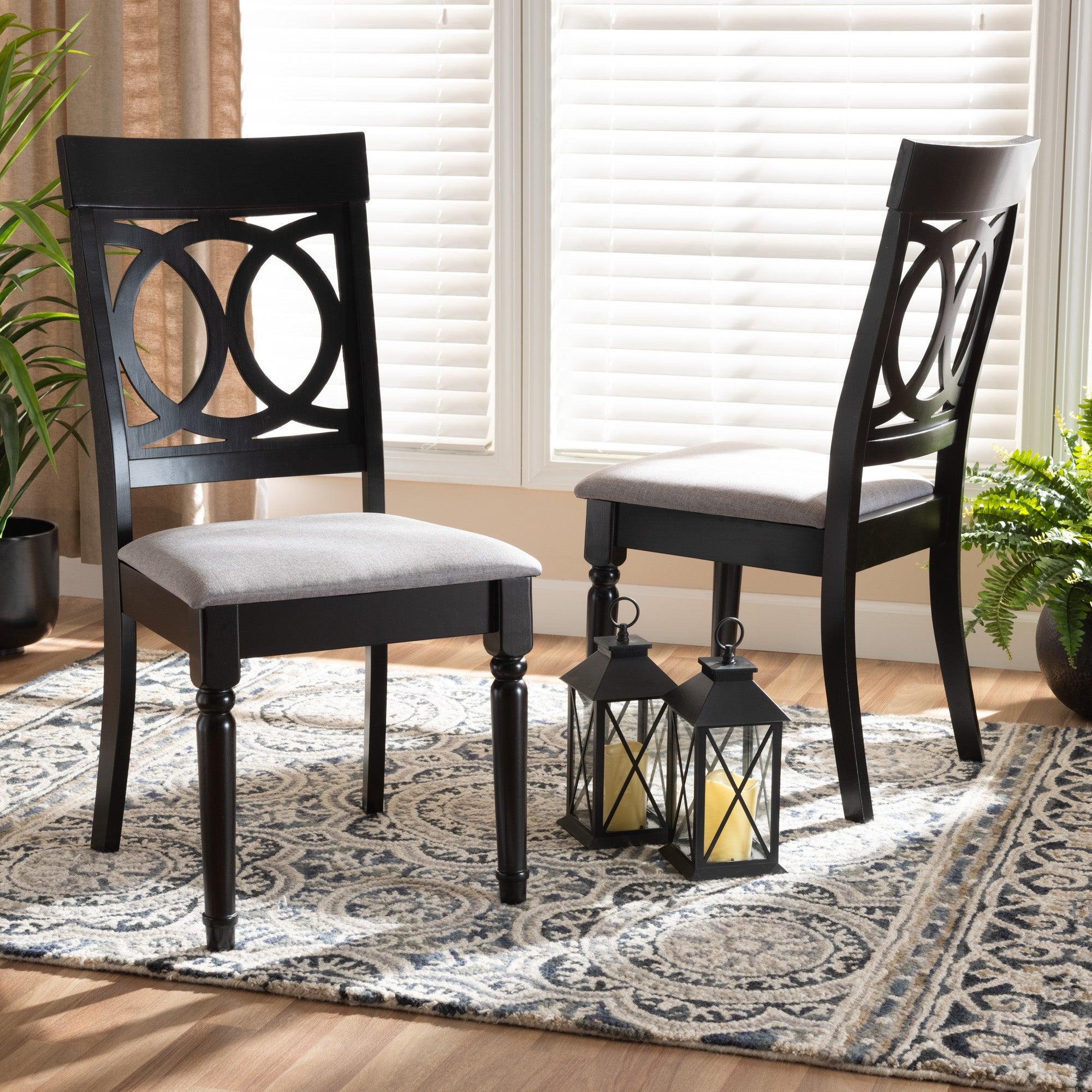 Lucie Modern and Contemporary Fabric Upholstered and Espresso Finished Wood 2-Piece Dining Chair Set