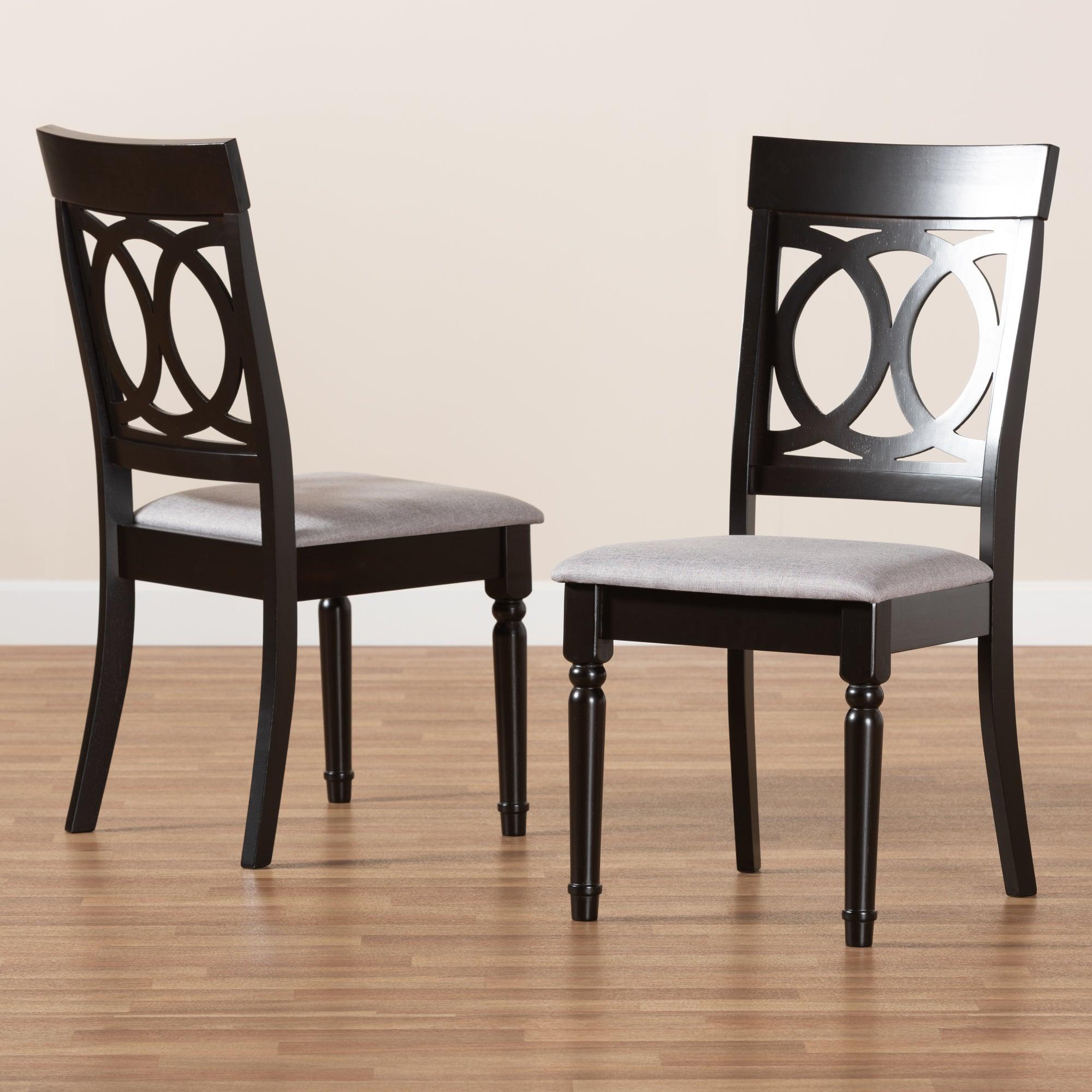 Lucie Modern and Contemporary Fabric Upholstered and Espresso Finished Wood 2-Piece Dining Chair Set