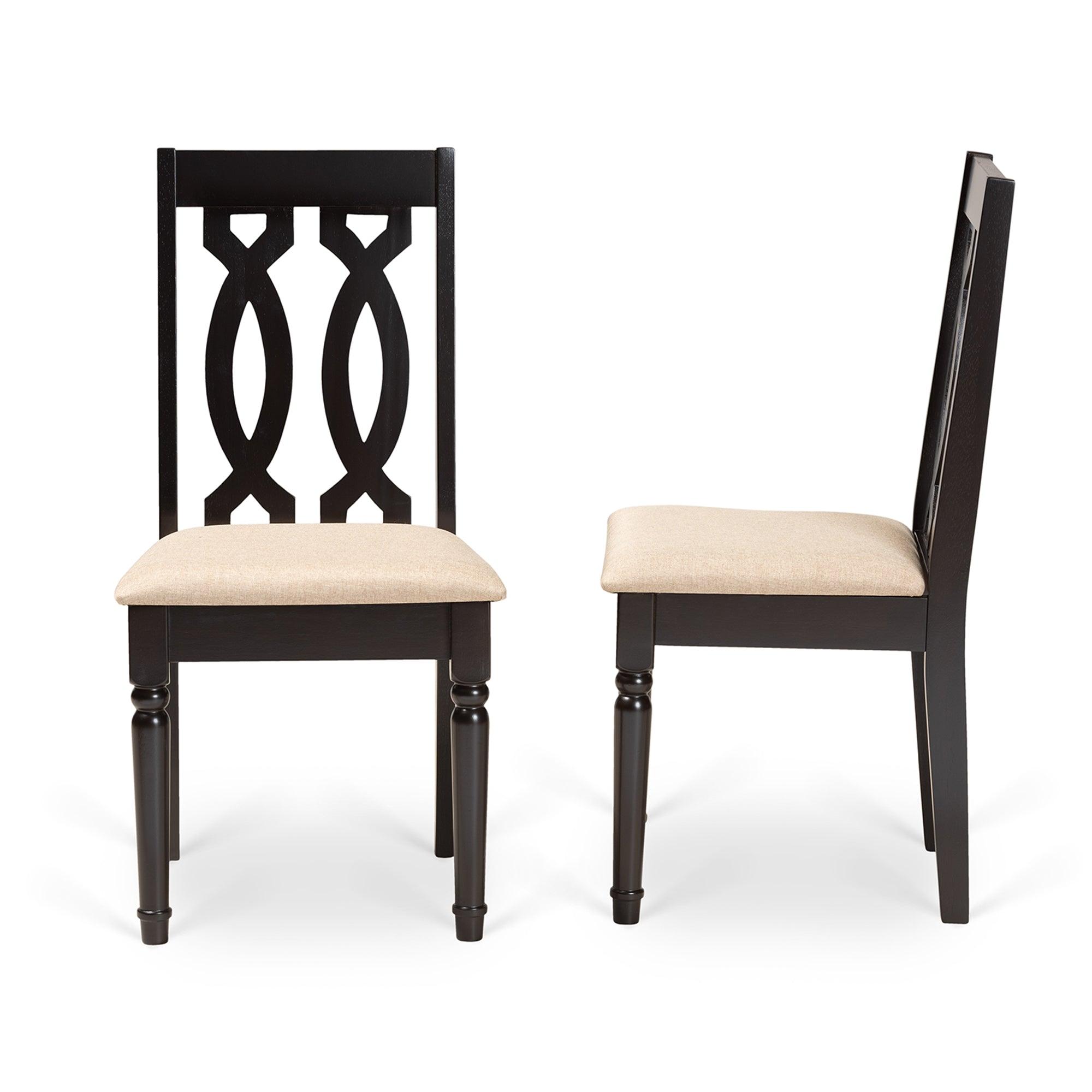 Cherese Modern and Contemporary Sand Fabric Upholstered and Finished Wood 2-Piece Dining Chair Set