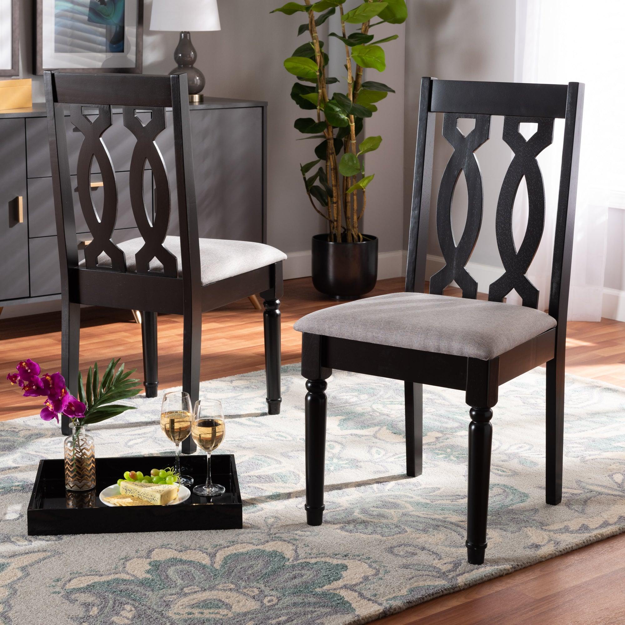 Cherese Modern and Contemporary Fabric Upholstered and Finished Wood 2-Piece Dining Chair Set