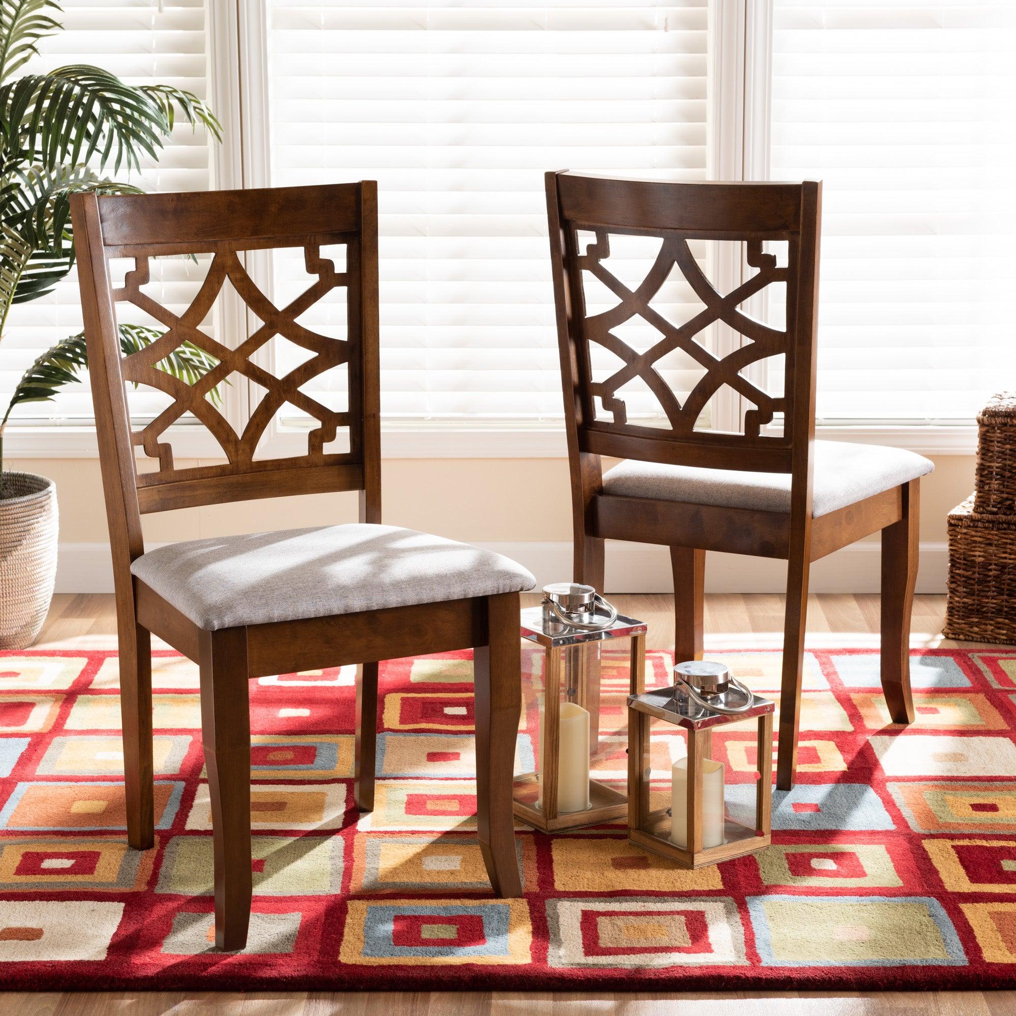 Mael Modern and Contemporary Fabric Upholstered and Finished Wood 2-Piece Dining Chair Set