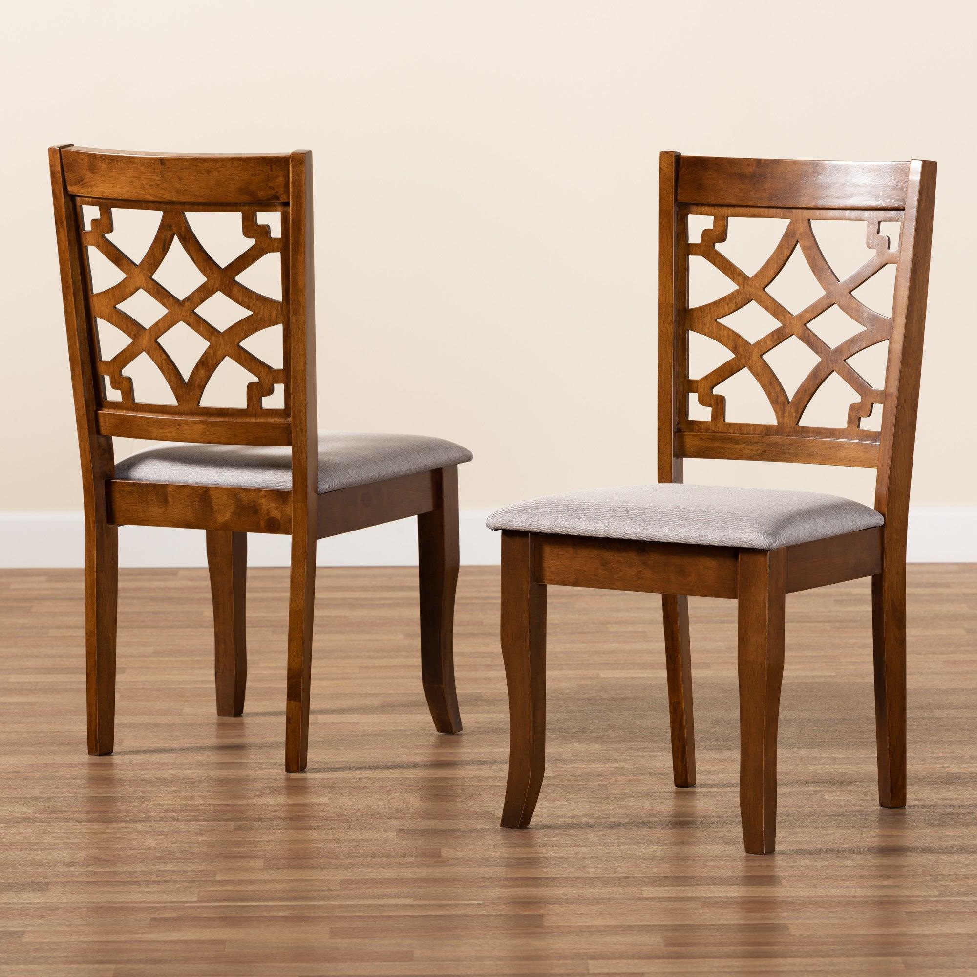 Mael Modern and Contemporary Fabric Upholstered and Finished Wood 2-Piece Dining Chair Set