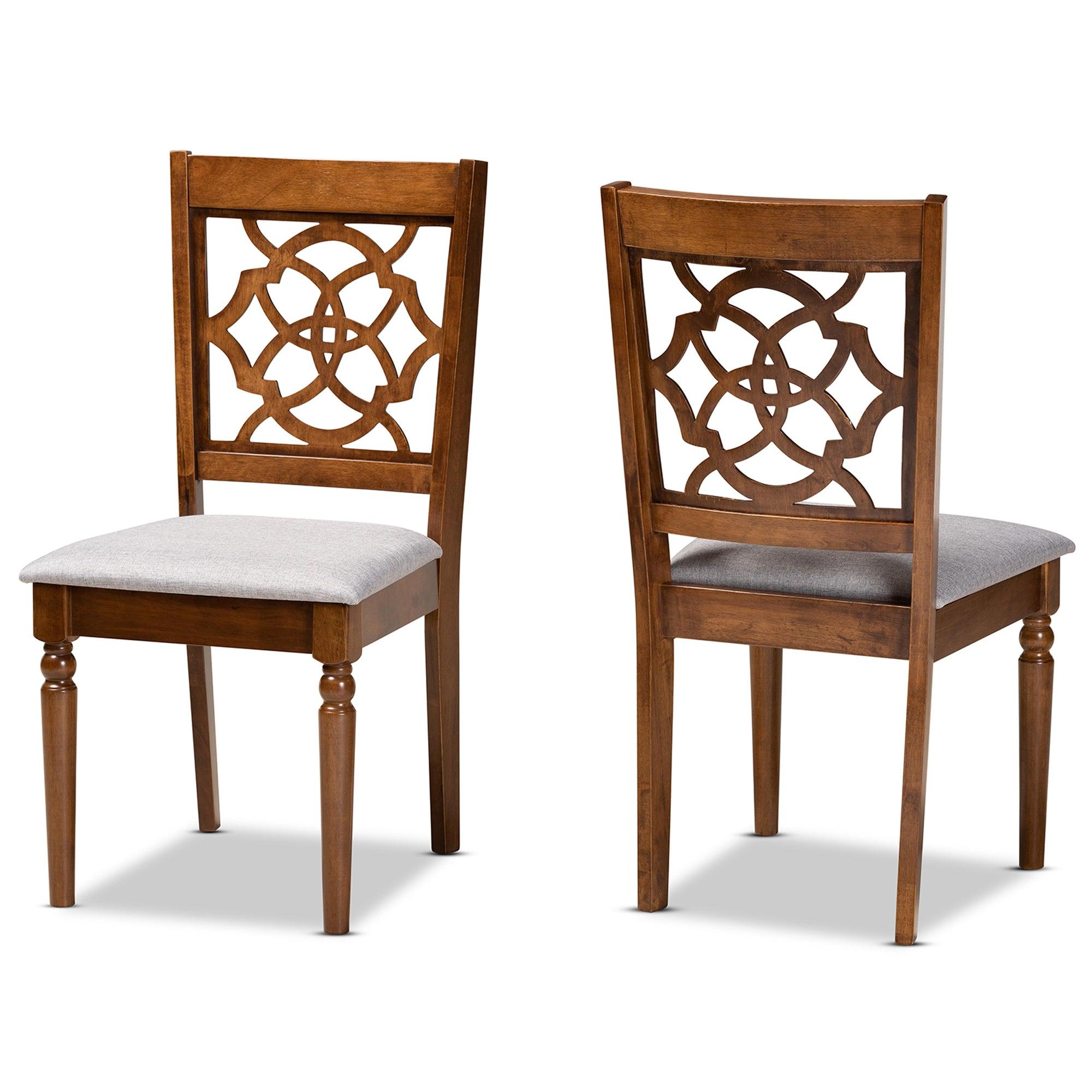 Renaud Modern and Contemporary Fabric Upholstered and Finished Wood 2-Piece Dining Chair Set