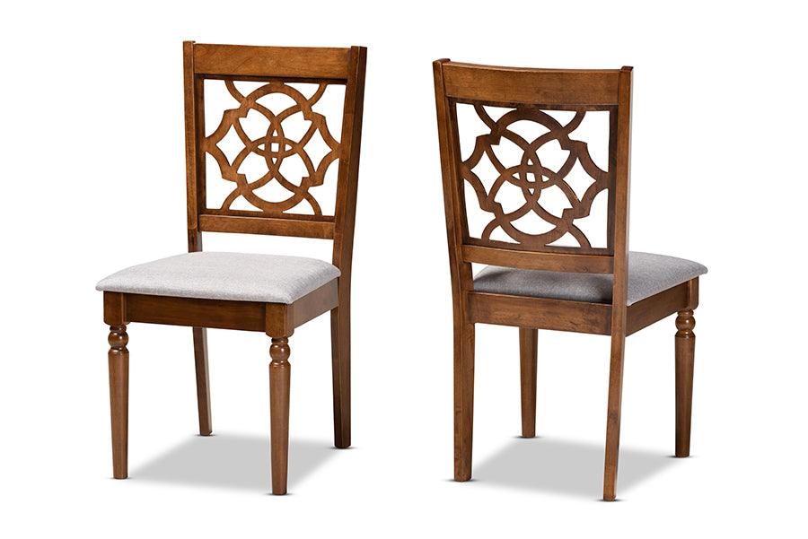 Renaud Modern and Contemporary Fabric Upholstered and Finished Wood 2-Piece Dining Chair Set