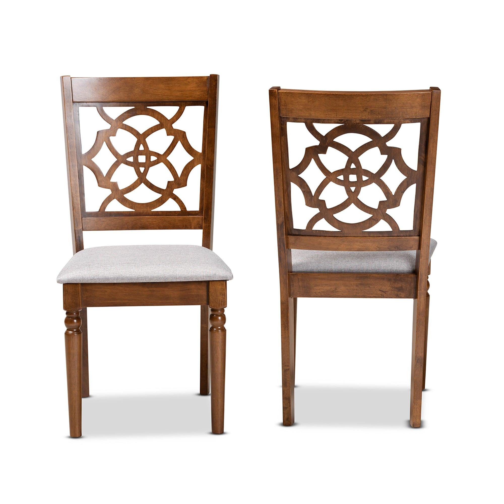 Renaud Modern and Contemporary Fabric Upholstered and Finished Wood 2-Piece Dining Chair Set