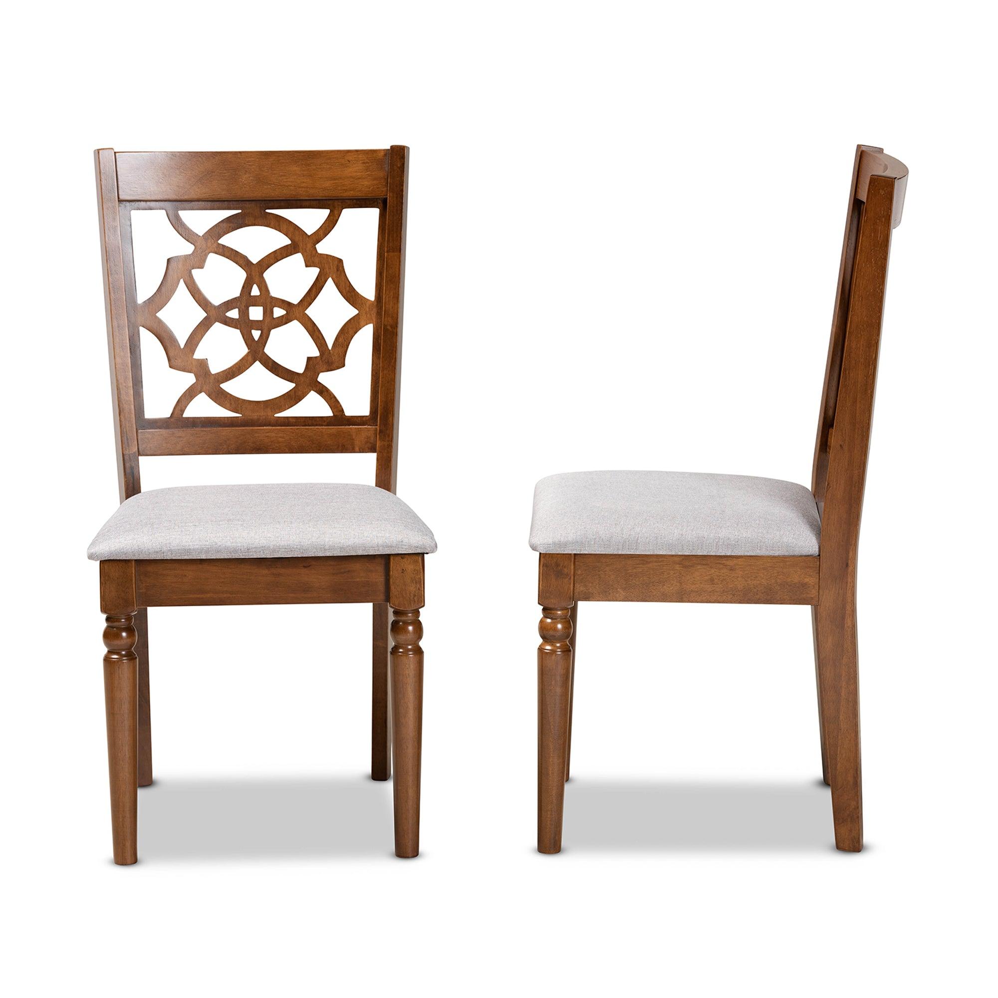 Renaud Modern and Contemporary Fabric Upholstered and Finished Wood 2-Piece Dining Chair Set