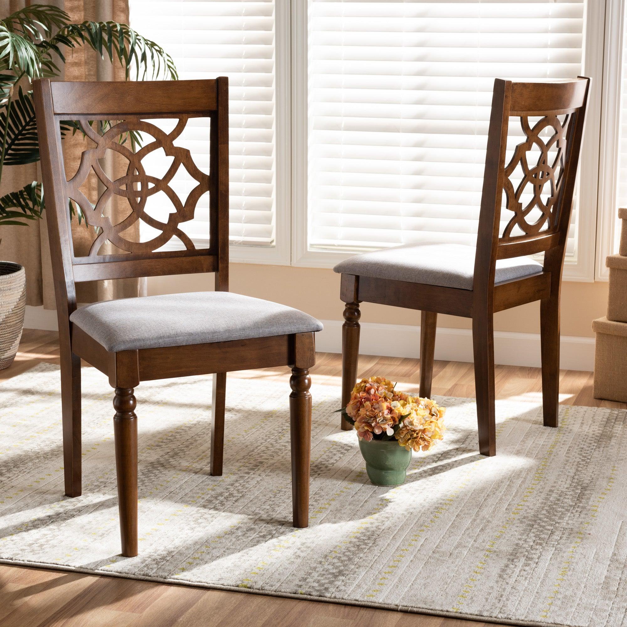 Renaud Modern and Contemporary Fabric Upholstered and Finished Wood 2-Piece Dining Chair Set