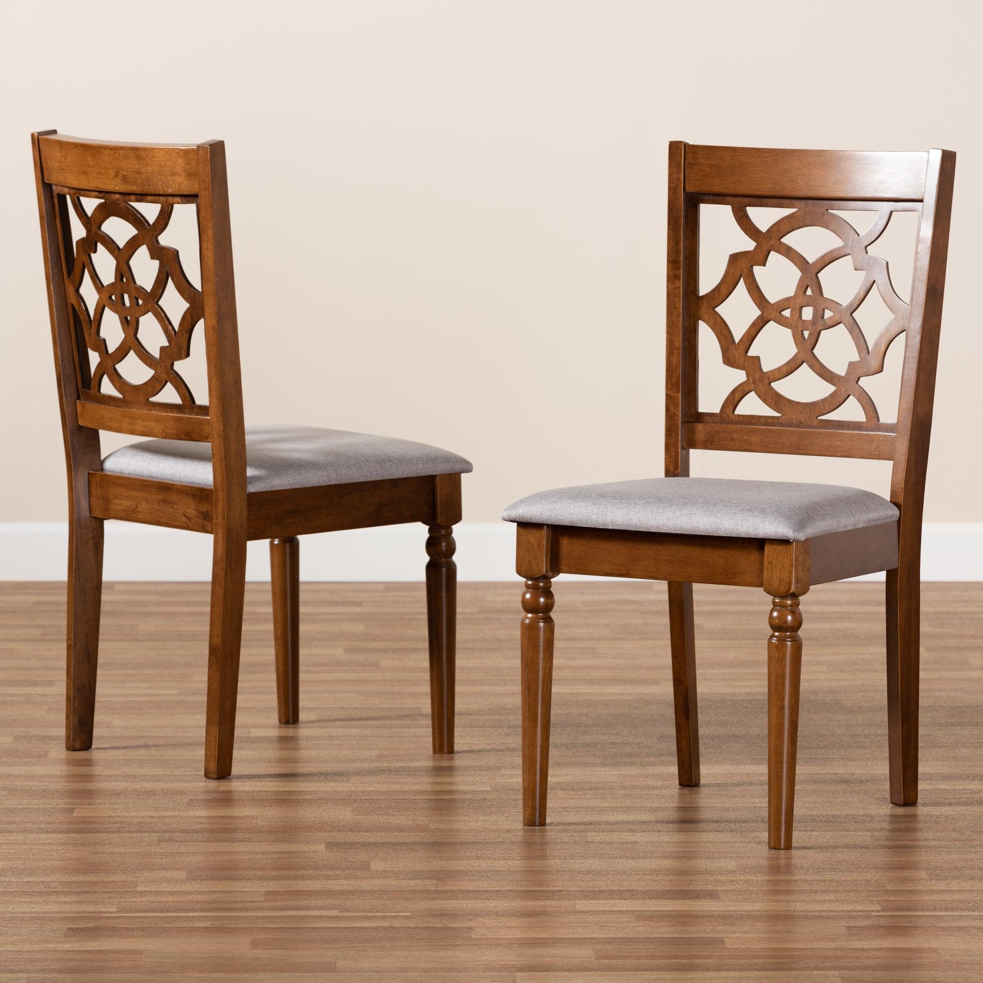 Renaud Modern and Contemporary Fabric Upholstered and Finished Wood 2-Piece Dining Chair Set