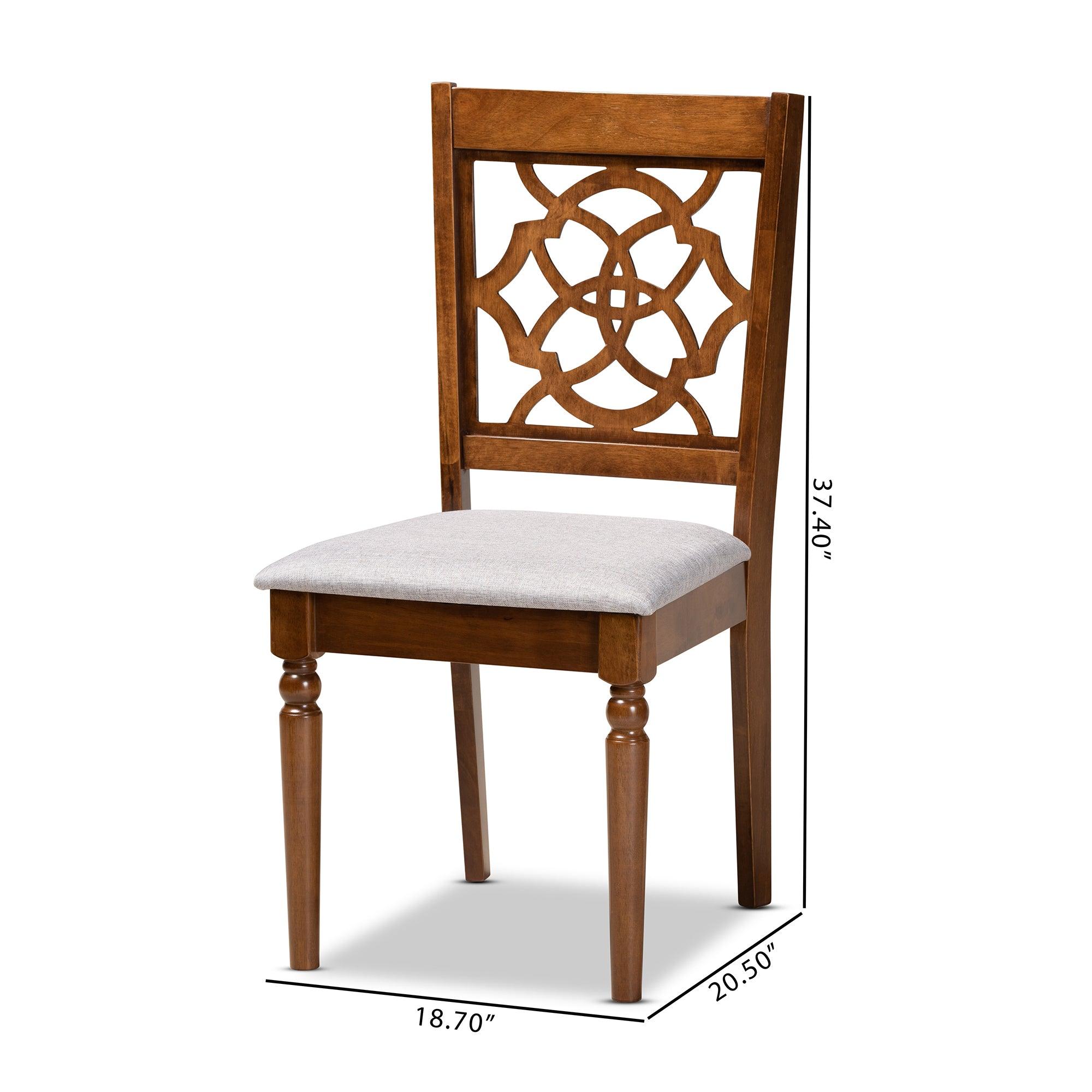 Renaud Modern and Contemporary Fabric Upholstered and Finished Wood 2-Piece Dining Chair Set