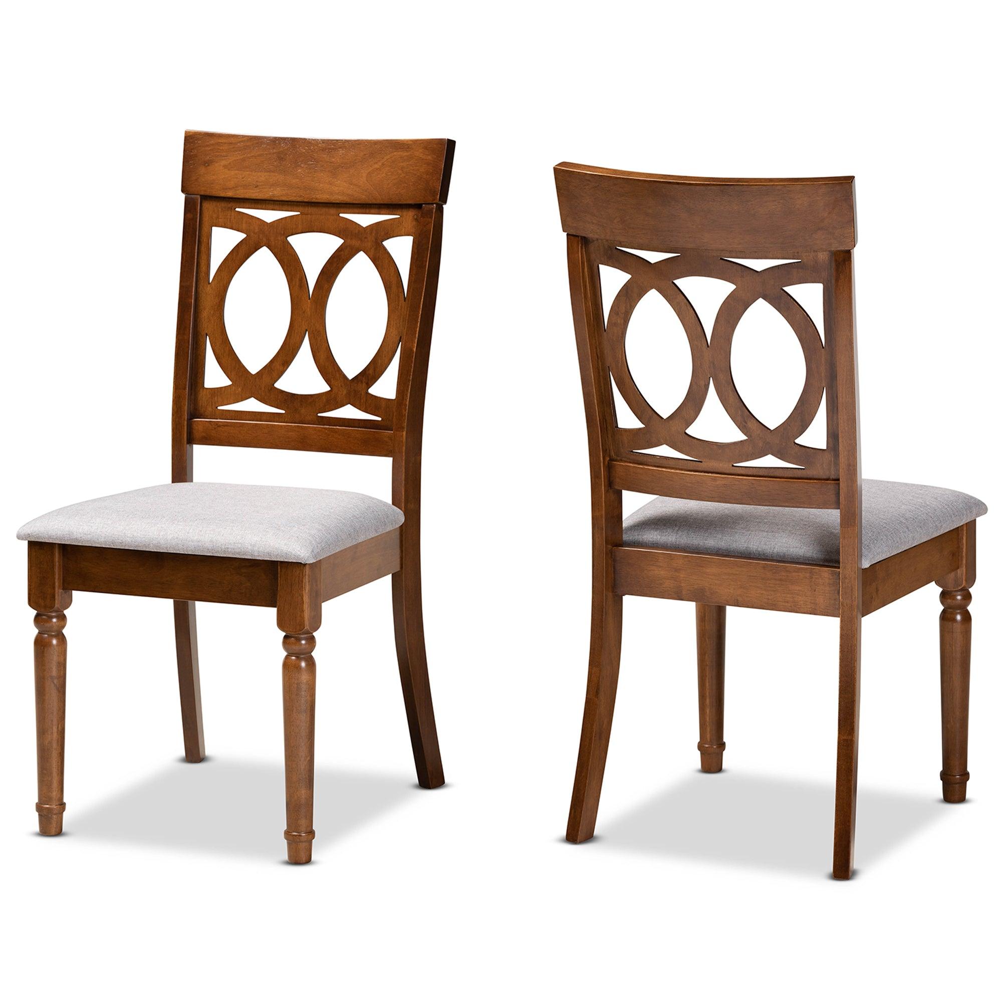 Lucie Modern and Contemporary Fabric Upholstered and Finished Wood 2-Piece Dining Chair Set