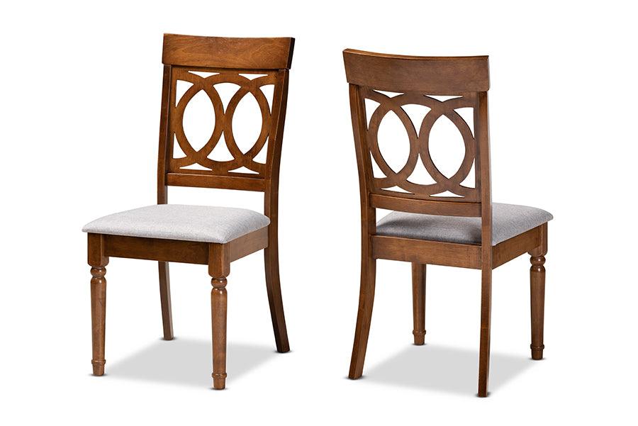 Lucie Modern and Contemporary Fabric Upholstered and Finished Wood 2-Piece Dining Chair Set