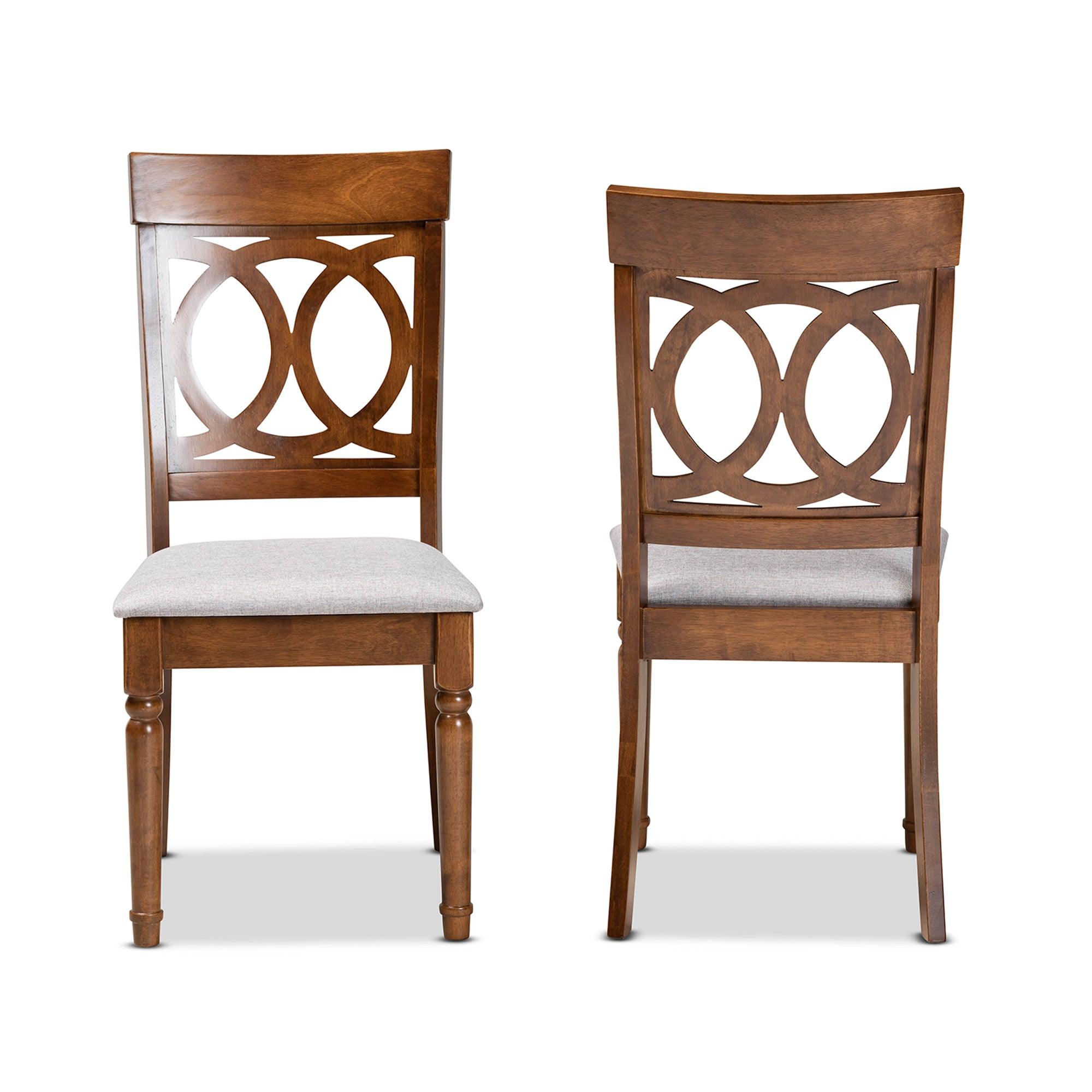 Lucie Modern and Contemporary Fabric Upholstered and Finished Wood 2-Piece Dining Chair Set