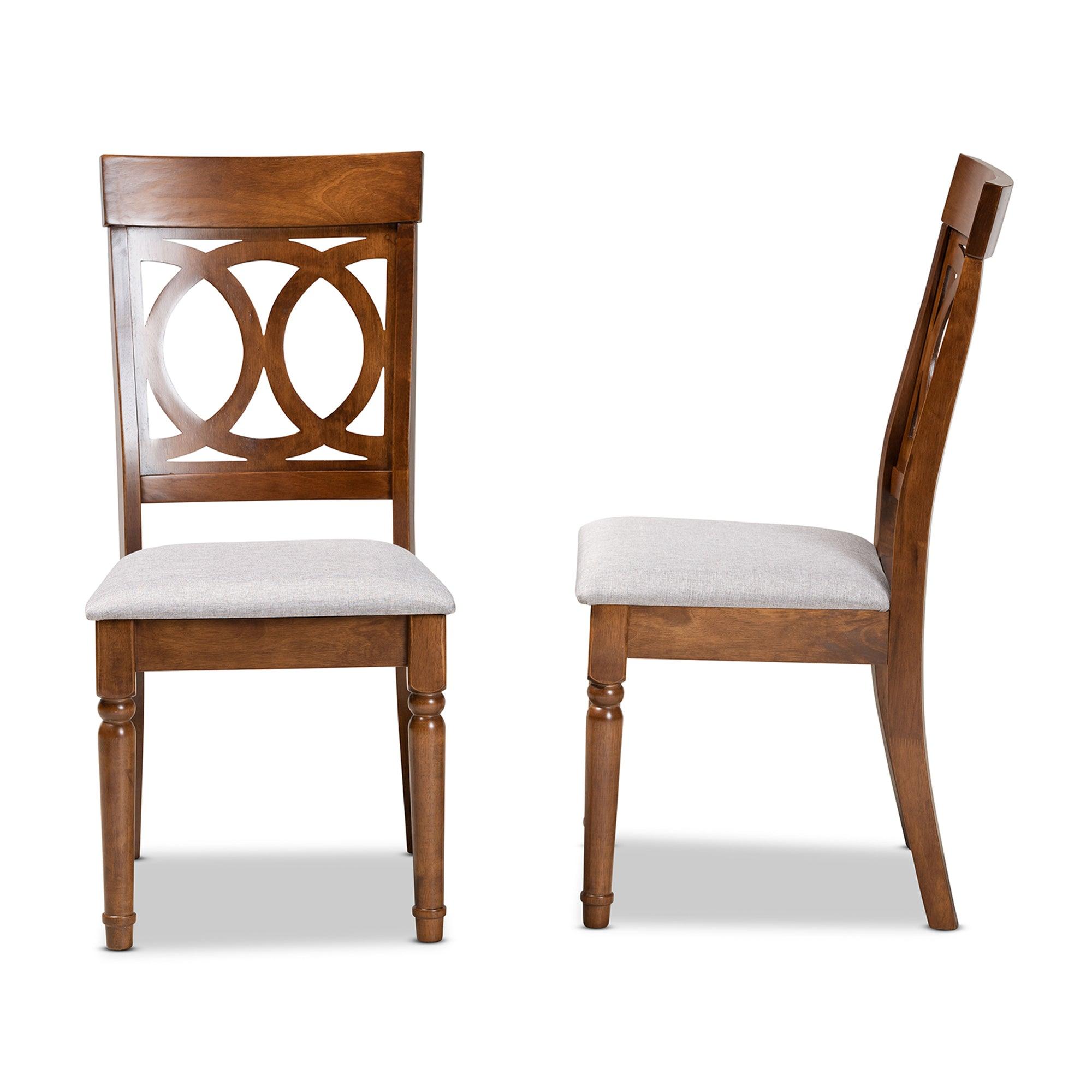 Lucie Modern and Contemporary Fabric Upholstered and Finished Wood 2-Piece Dining Chair Set