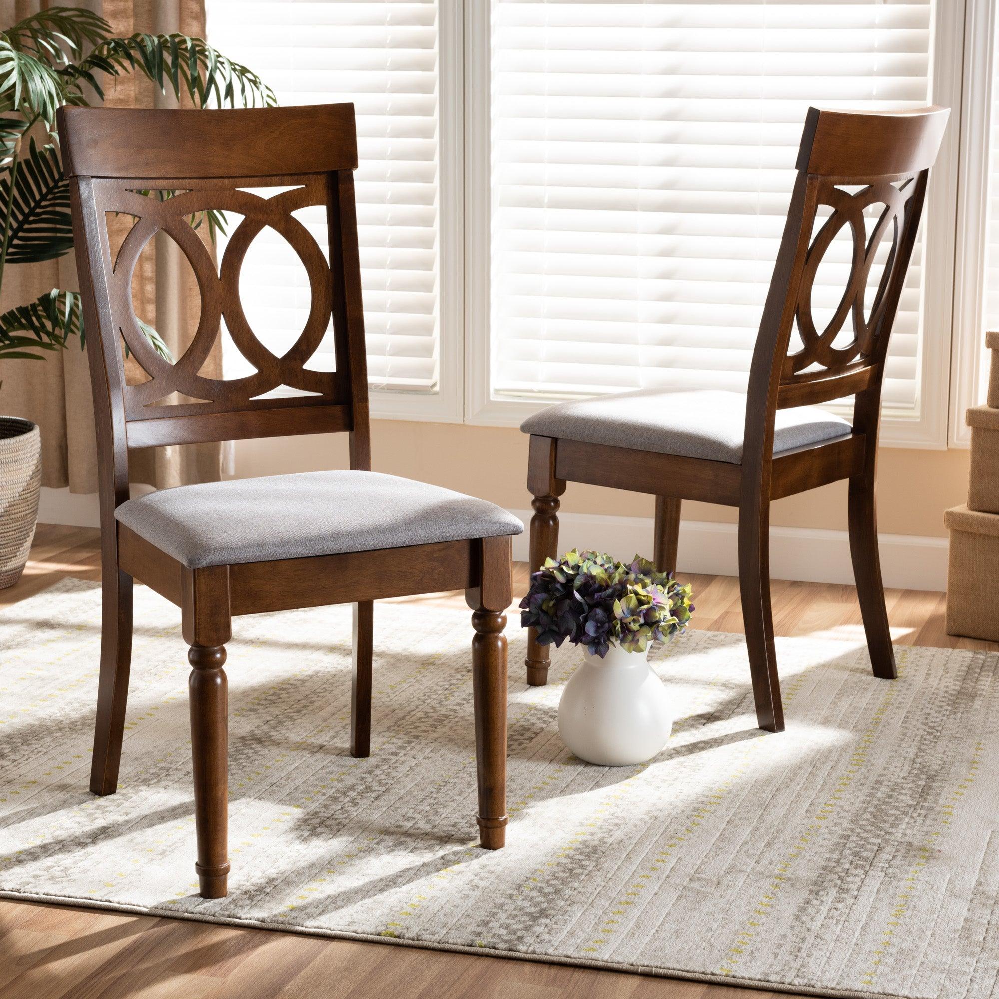 Lucie Modern and Contemporary Fabric Upholstered and Finished Wood 2-Piece Dining Chair Set