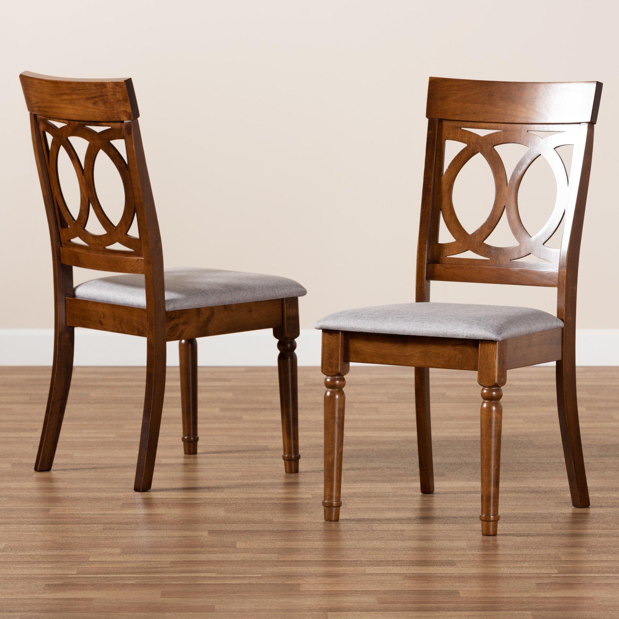 Lucie Modern and Contemporary Fabric Upholstered and Finished Wood 2-Piece Dining Chair Set