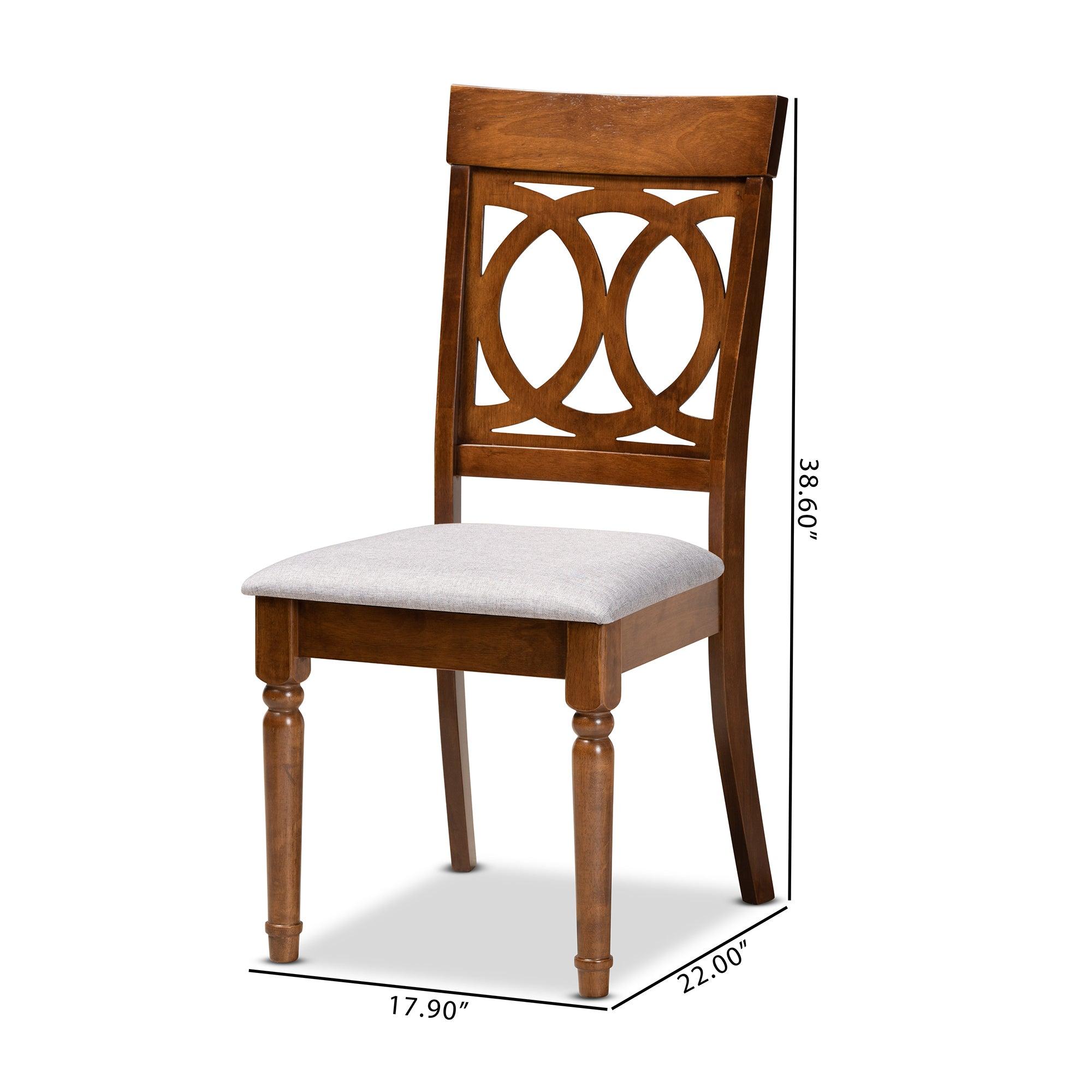 Lucie Modern and Contemporary Fabric Upholstered and Finished Wood 2-Piece Dining Chair Set