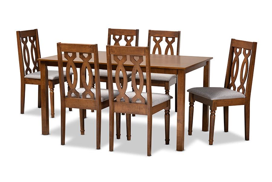 Cherese Modern and Contemporary Fabric Upholstered and Finished Wood 7-Piece Dining Set