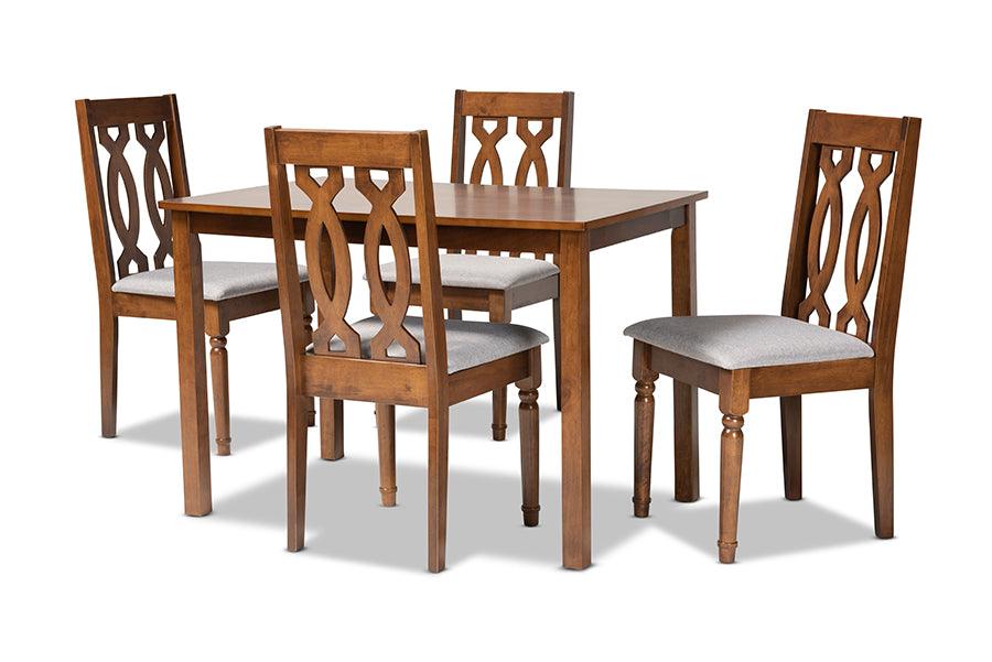 Cherese Modern and Contemporary Fabric Upholstered and Finished 5-Piece Wood Dining Set