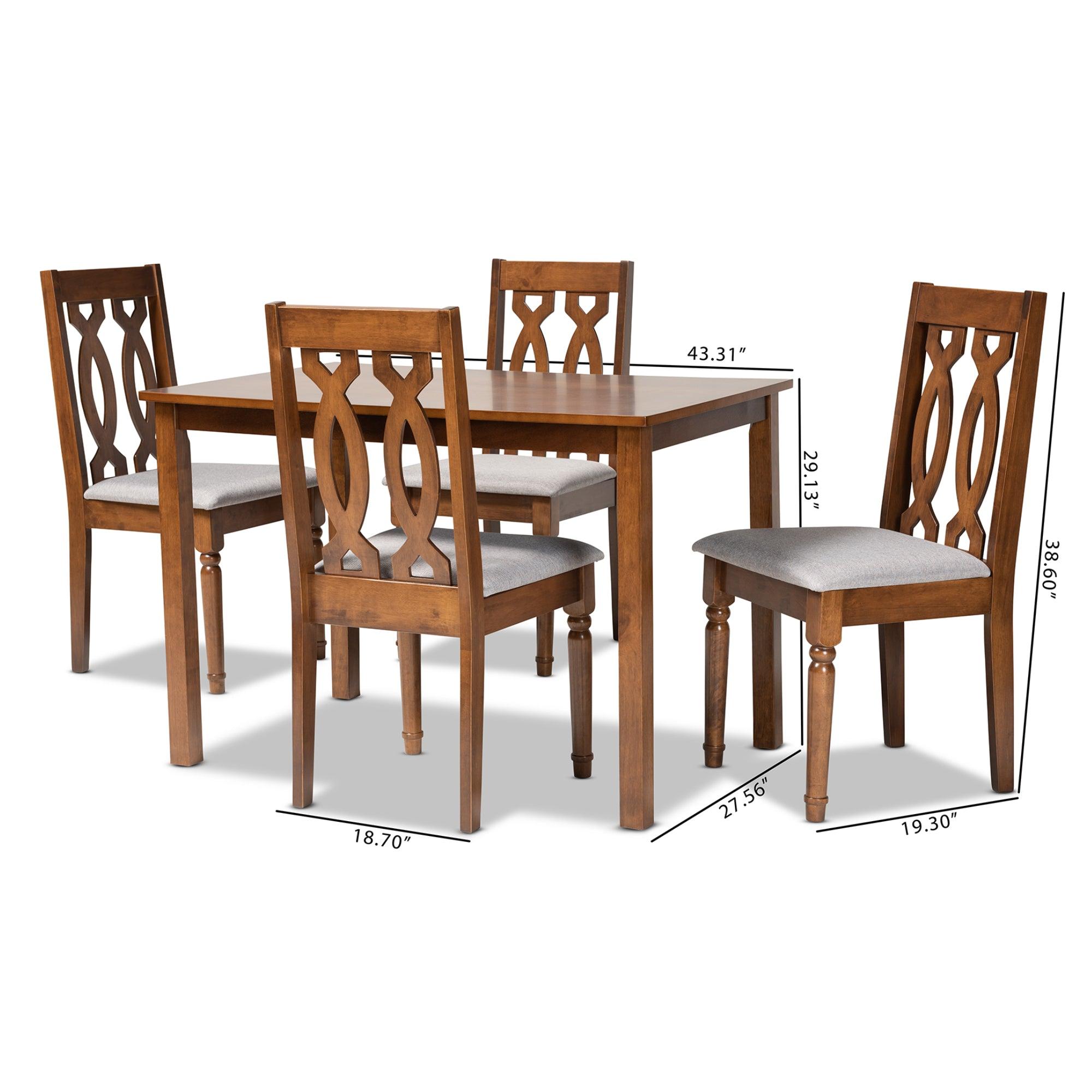 Cherese Modern and Contemporary Fabric Upholstered and Finished 5-Piece Wood Dining Set