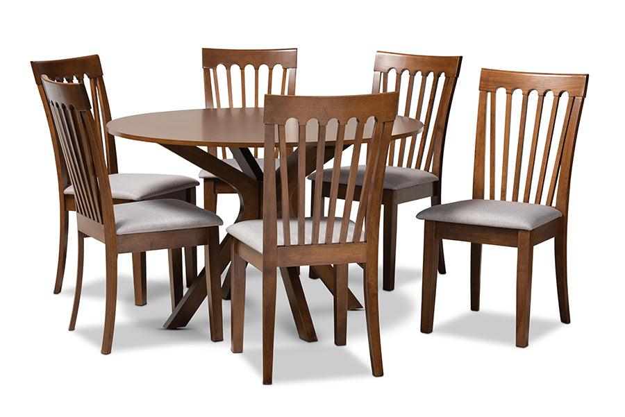 Lore Modern and Contemporary Fabric Upholstered and Finished Wood 7-Piece Dining Set