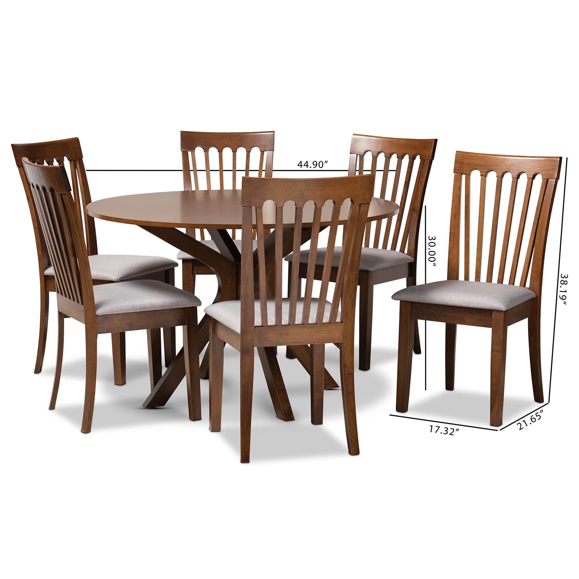 Lore Modern and Contemporary Fabric Upholstered and Finished Wood 7-Piece Dining Set