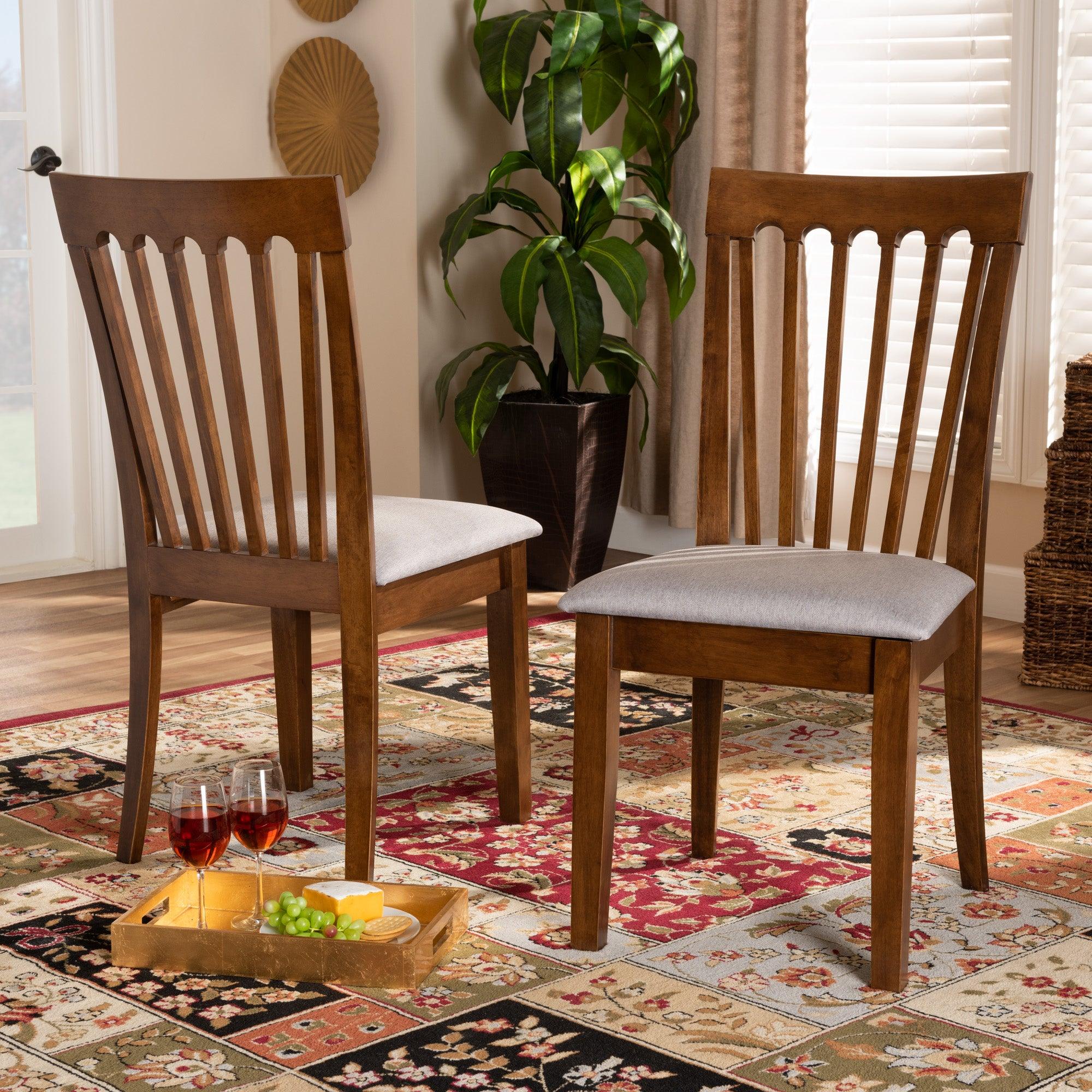 Minette Modern and Contemporary Fabric Upholstered Finished Wood 2-Piece Dining Chair Set