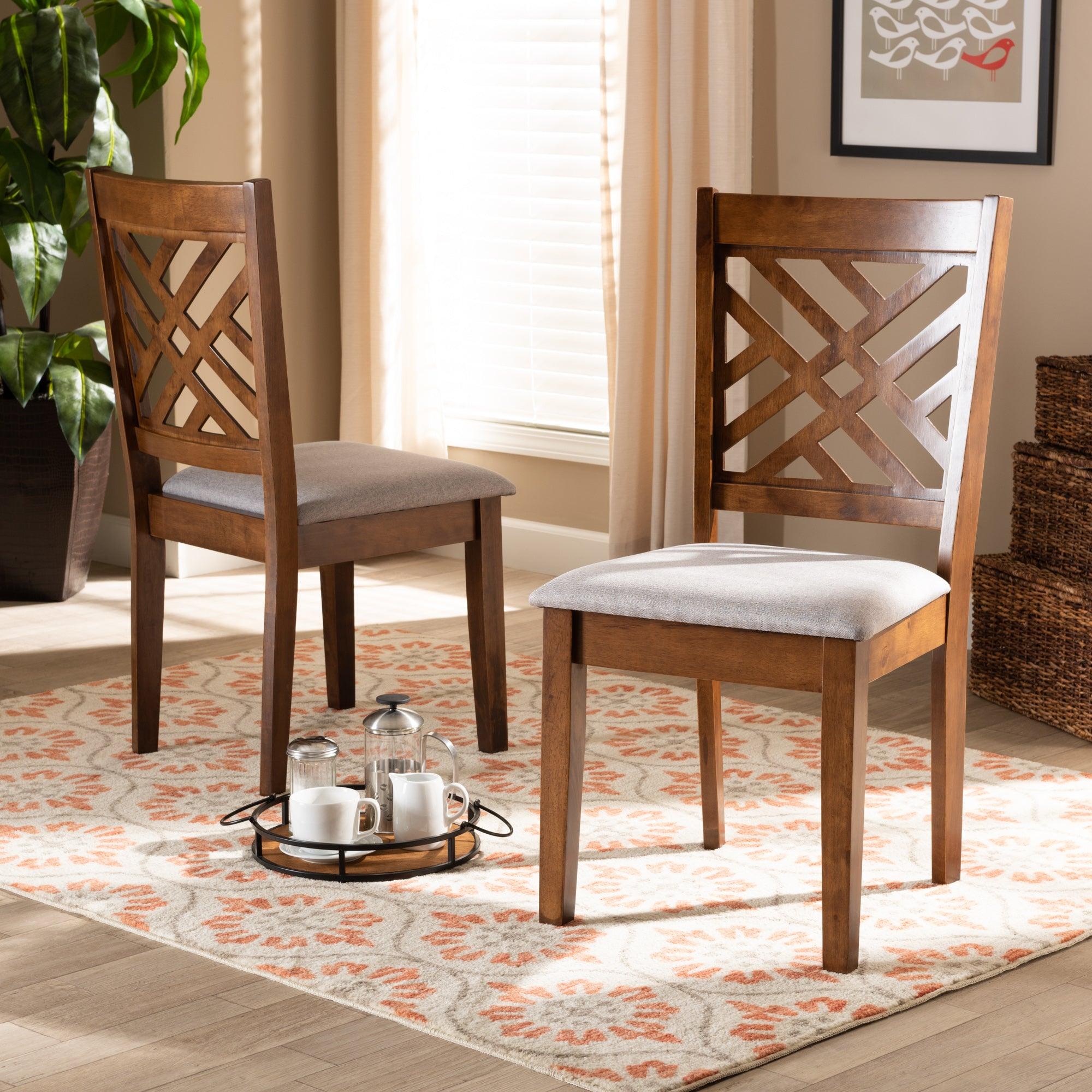 Caron Modern and Contemporary Fabric Upholstered and Finished Wood 2-Piece Dining Chair Set