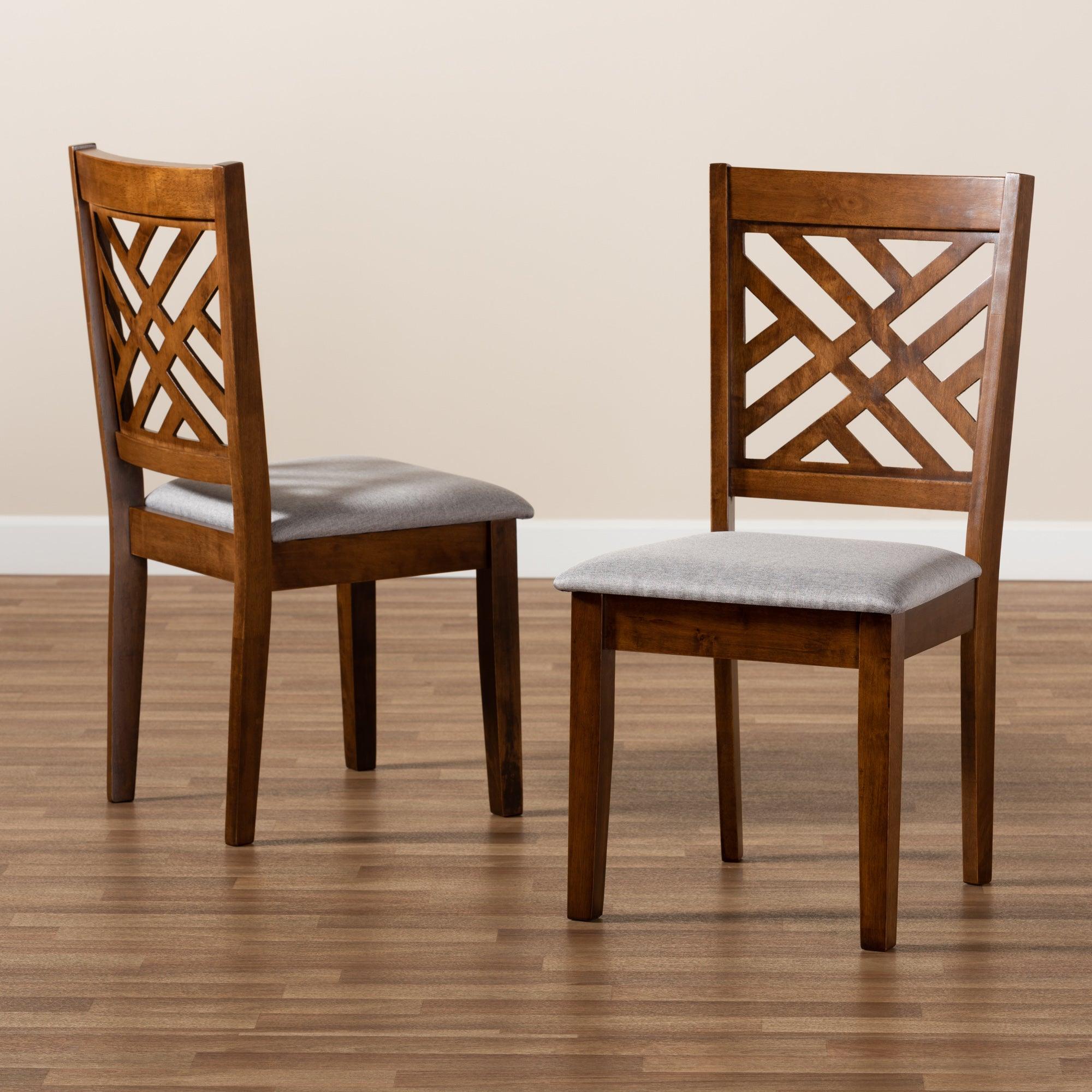 Caron Modern and Contemporary Fabric Upholstered and Finished Wood 2-Piece Dining Chair Set