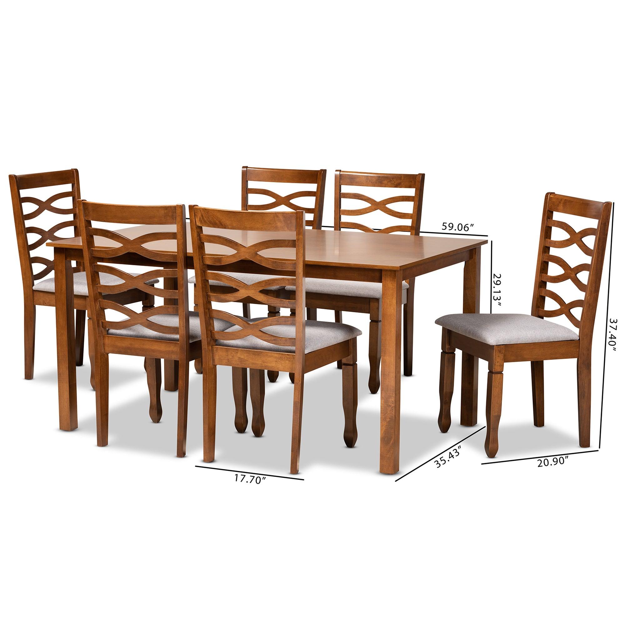 Lanier Modern and Contemporary Fabric Upholstered and Finished Wood 7-Piece Dining Set