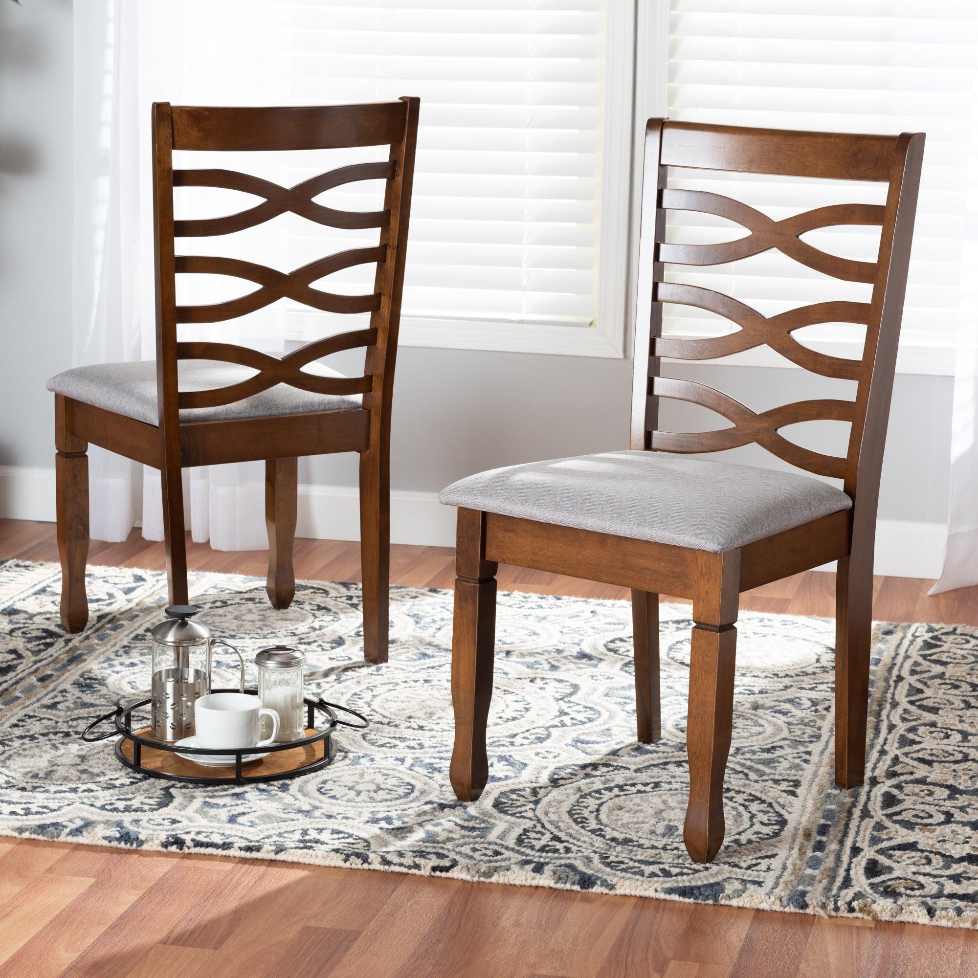 Lanier Modern and Contemporary Fabric Upholstered and Finished Wood 2-Piece Dining Chair Set