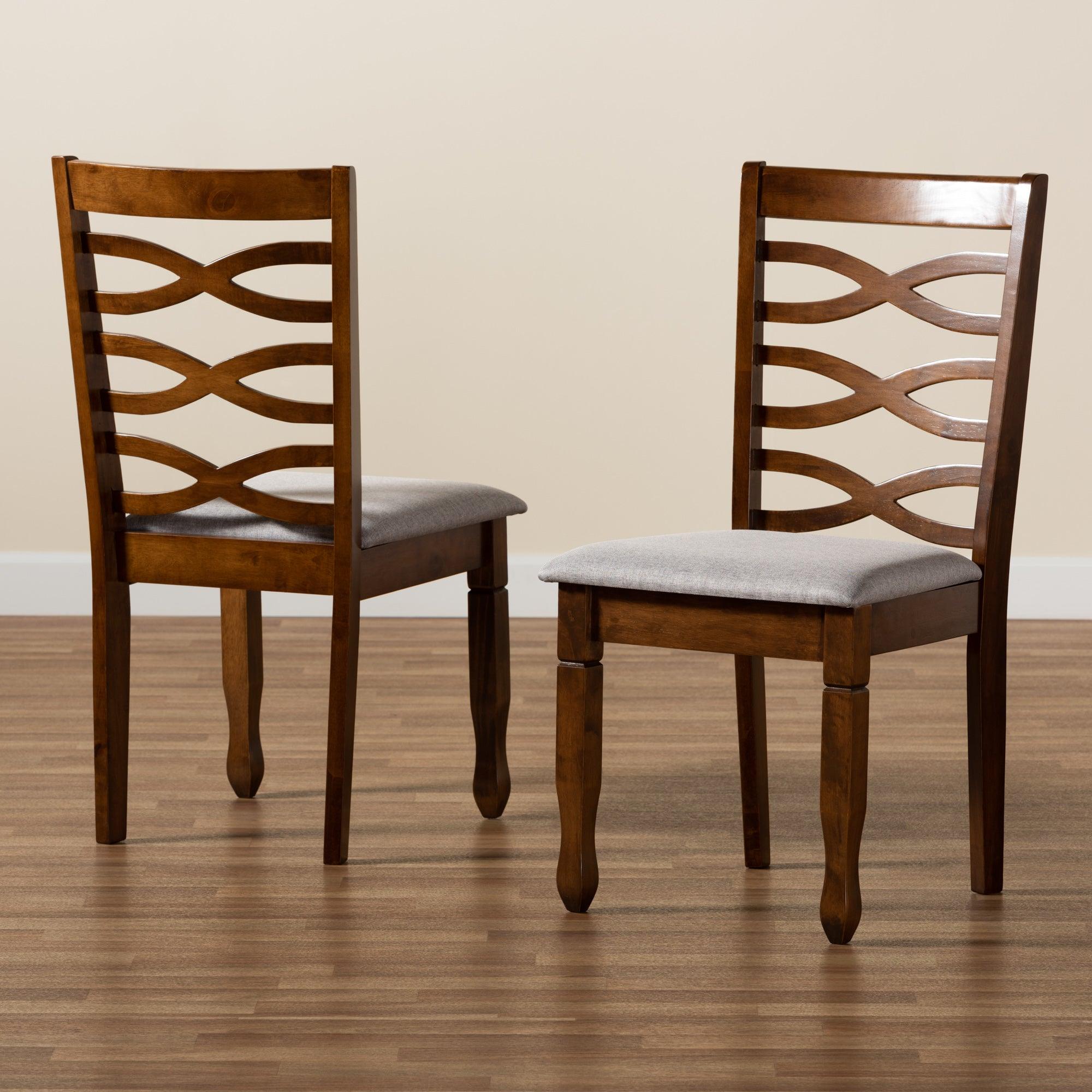 Lanier Modern and Contemporary Fabric Upholstered and Finished Wood 2-Piece Dining Chair Set