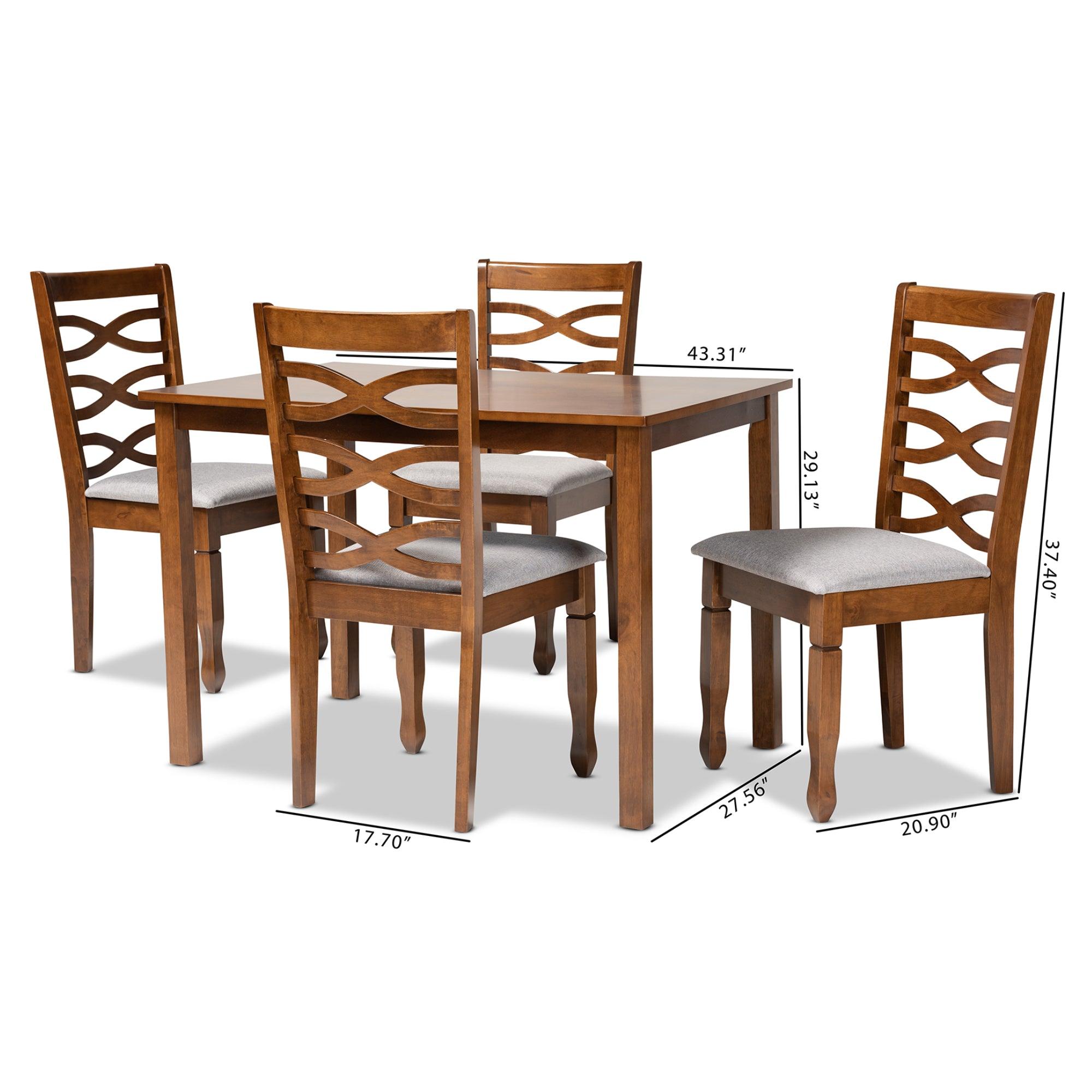 Lanier Modern and Contemporary Fabric Upholstered and Finished Wood 5-Piece Dining Set