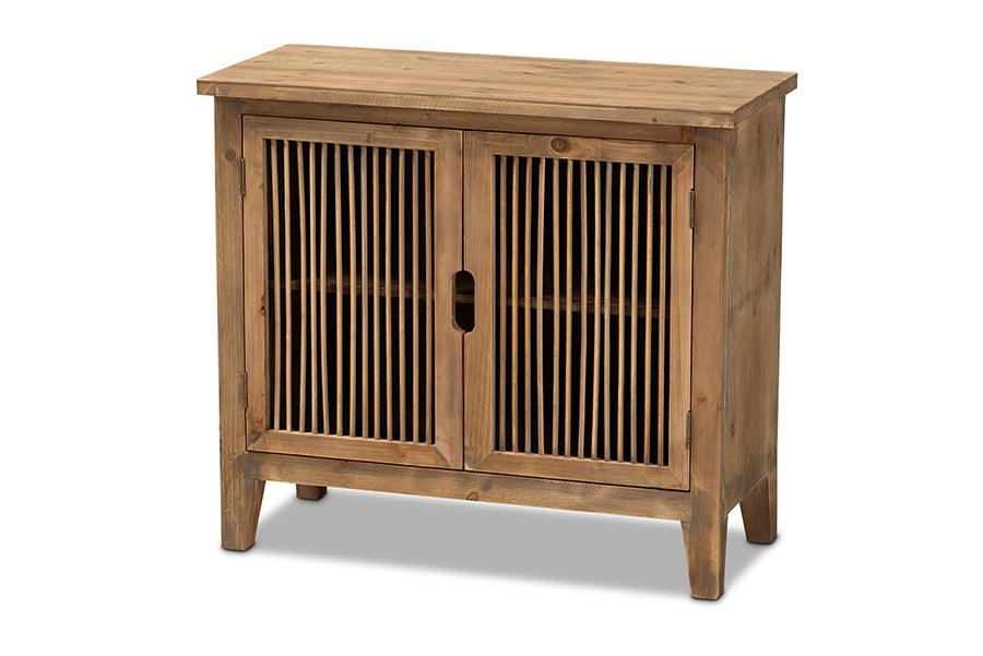 Clement Rustic Transitional Medium Finished 2-Door Wood Spindle Accent Storage Cabinet