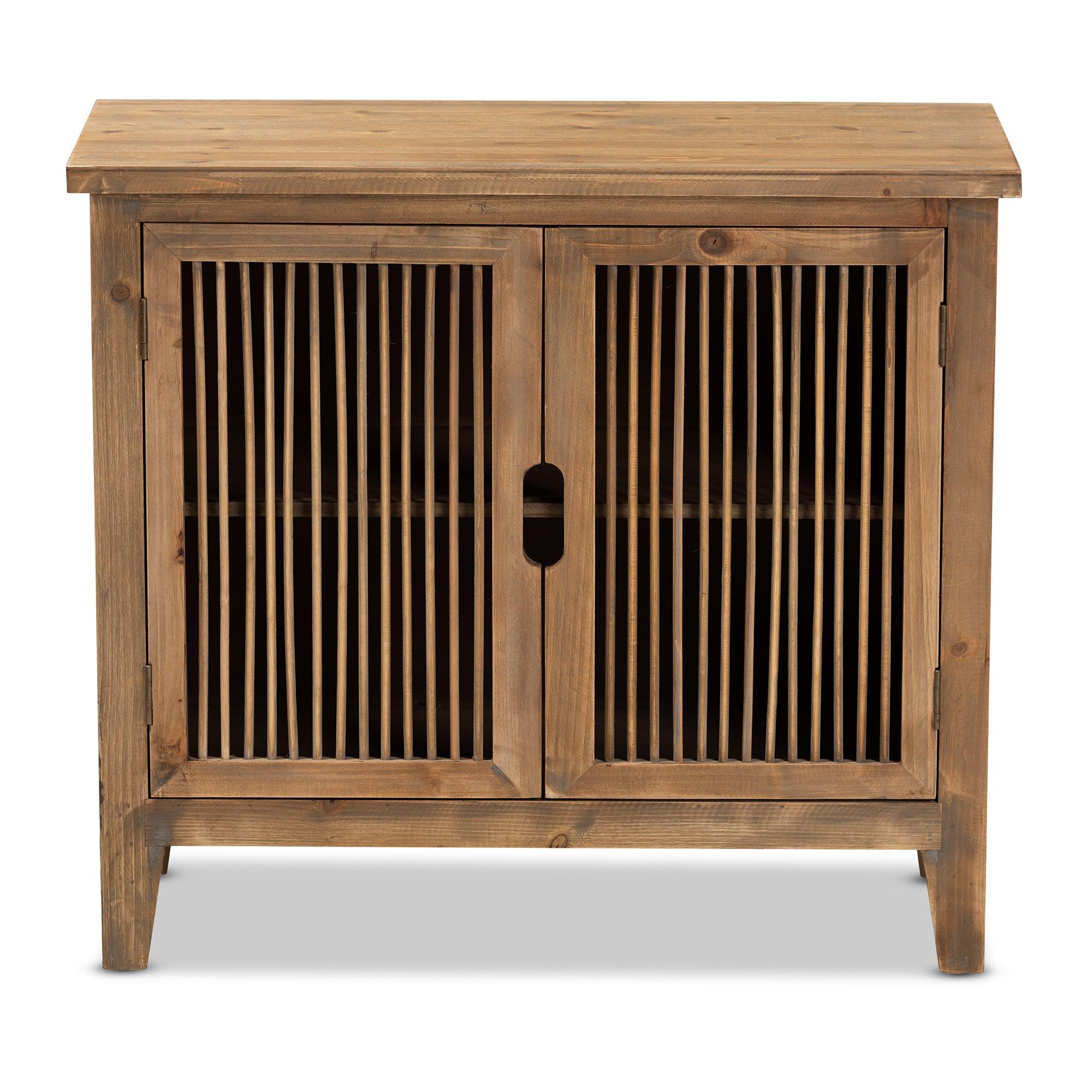 Clement Rustic Transitional Medium Finished 2-Door Wood Spindle Accent Storage Cabinet