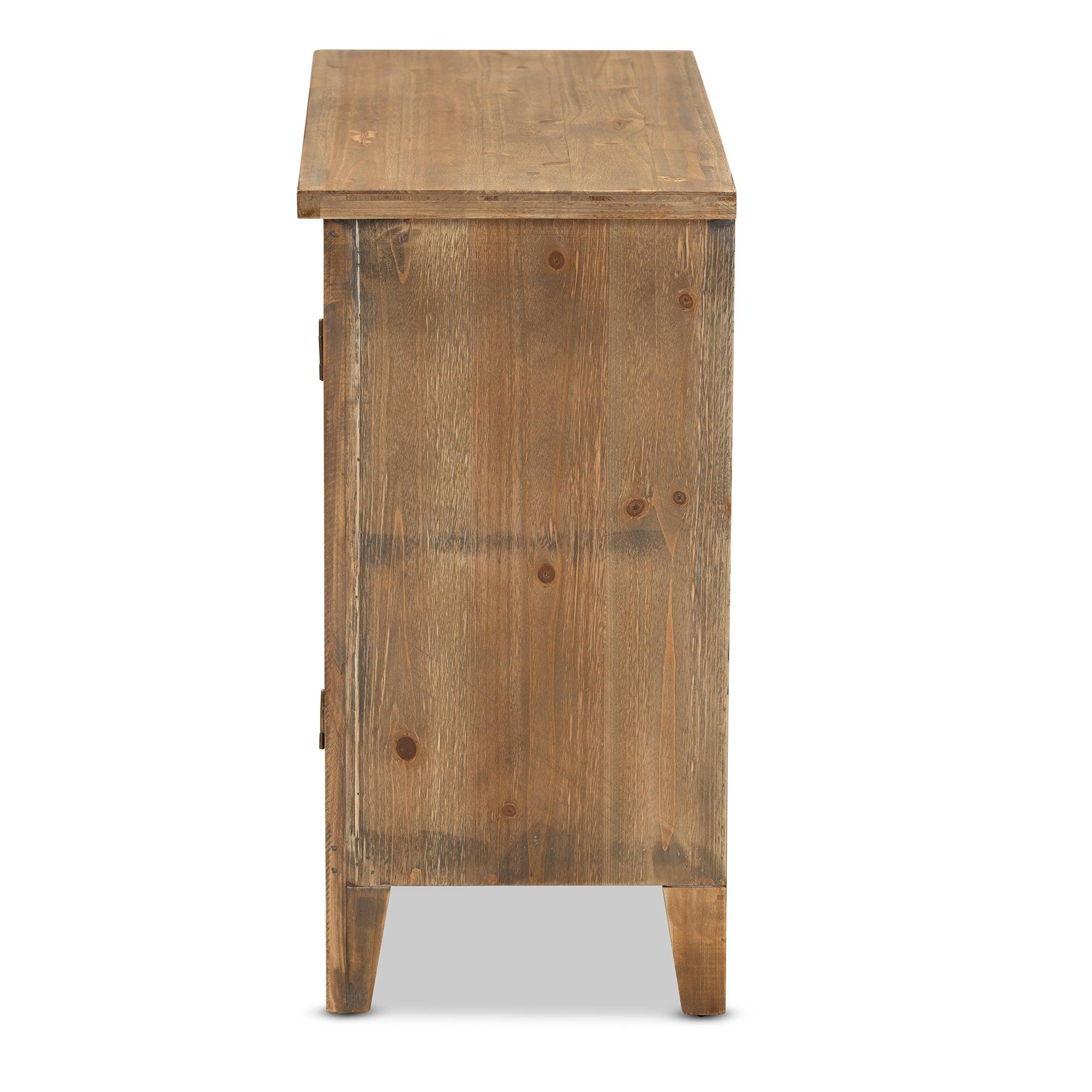 Clement Rustic Transitional Medium Finished 2-Door Wood Spindle Accent Storage Cabinet