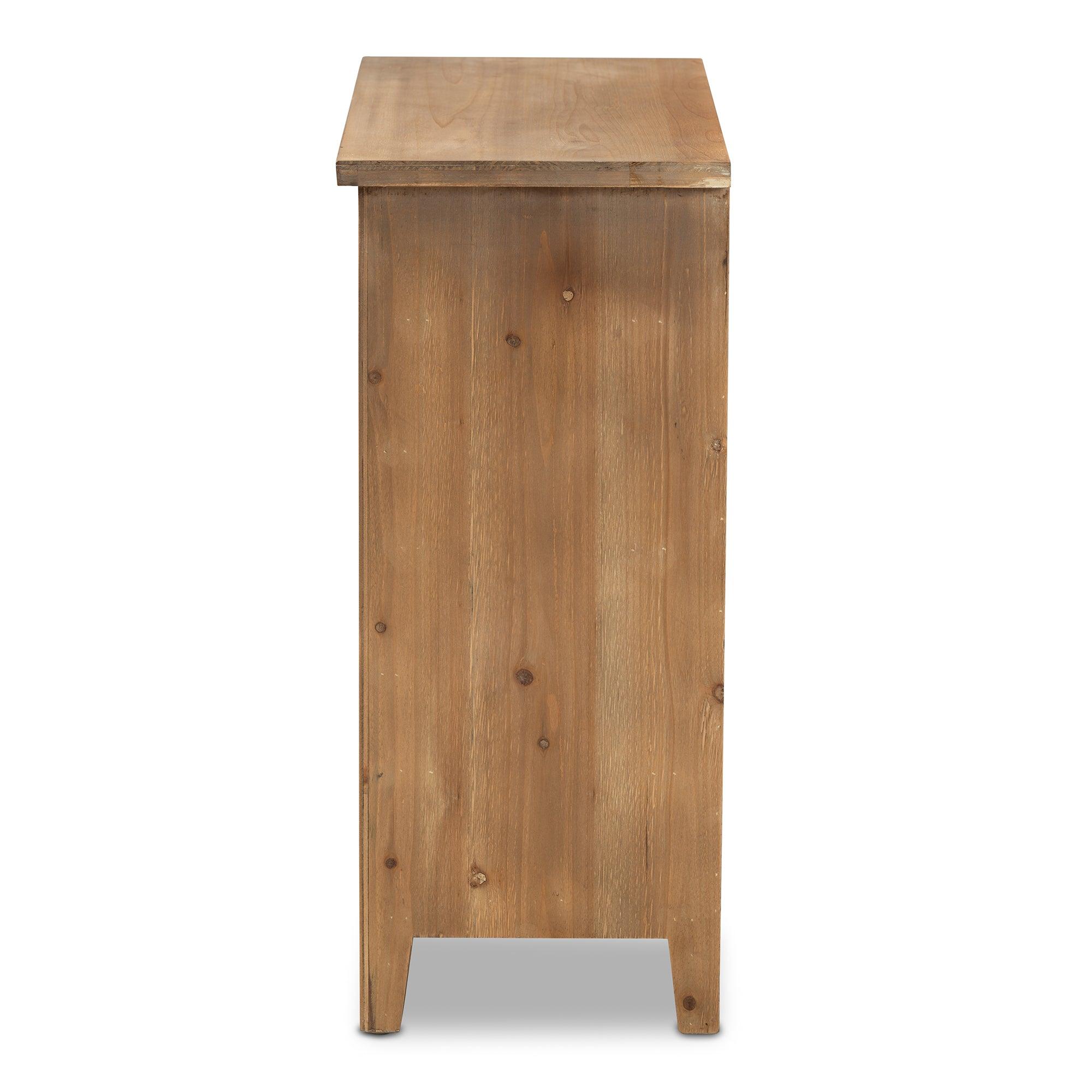 Clement Rustic Transitional Medium Finished 3-Drawer Wood Spindle Storage Cabinet