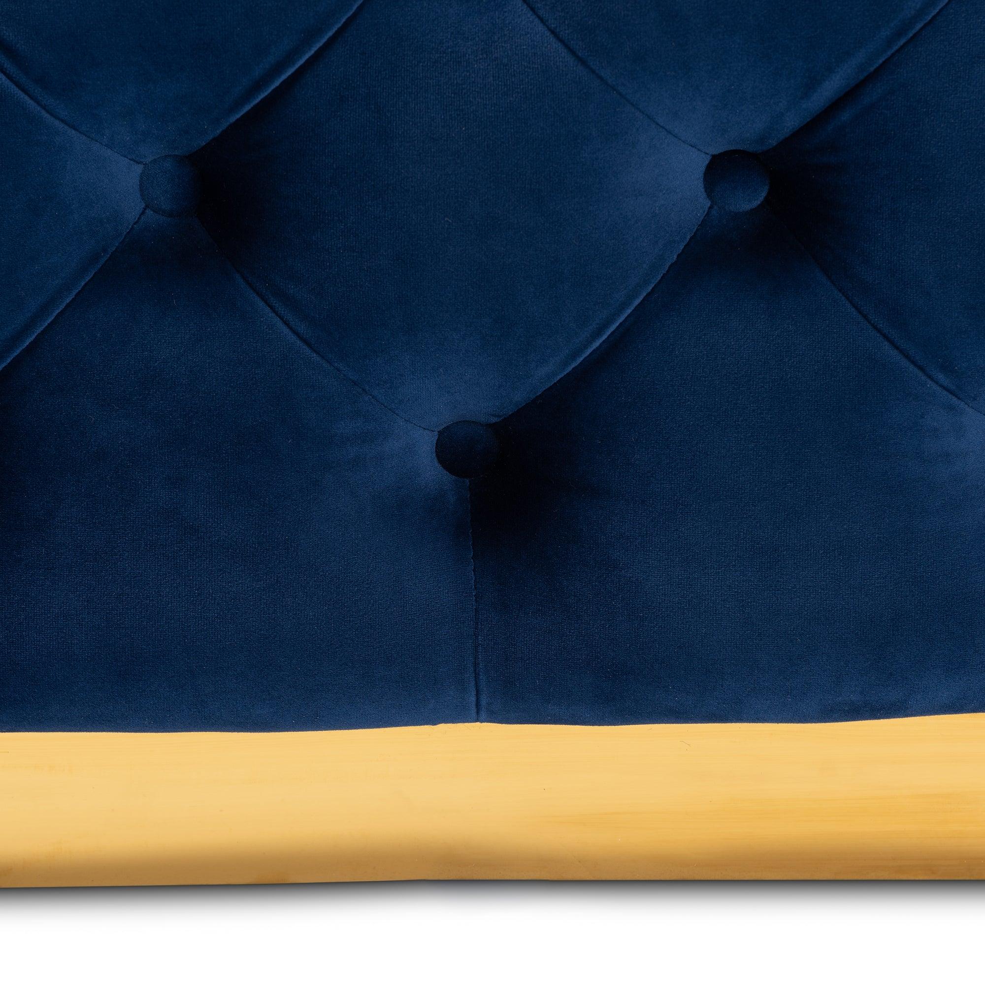 Verene Glam and Luxe Royal Velvet Fabric Upholstered Finished Square Cocktail Ottoman