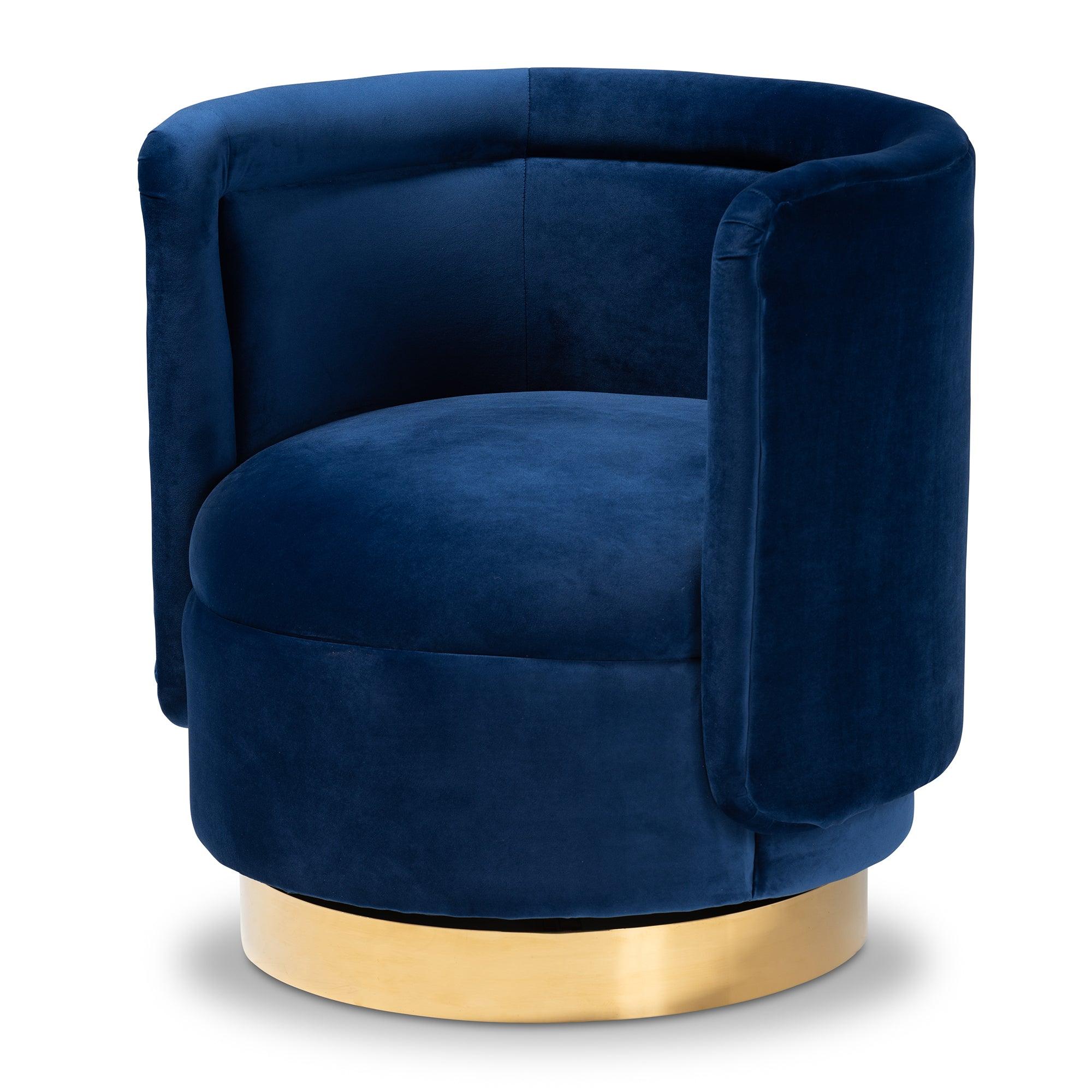 Saffi Glam and Luxe Royal Velvet Fabric Upholstered Finished Swivel Accent Chair