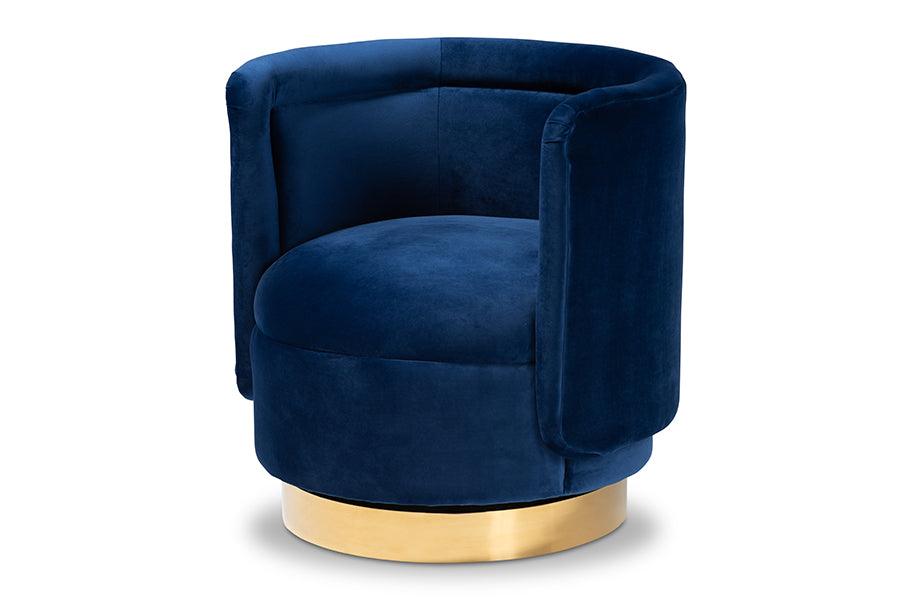 Saffi Glam and Luxe Royal Velvet Fabric Upholstered Finished Swivel Accent Chair